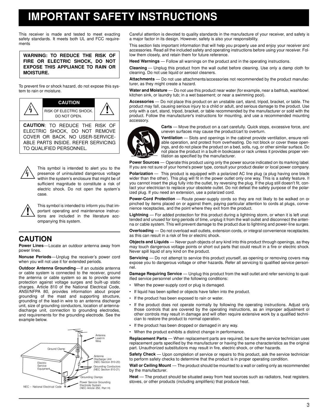 Optimus STA-3500 owner manual Important Safety Instructions 
