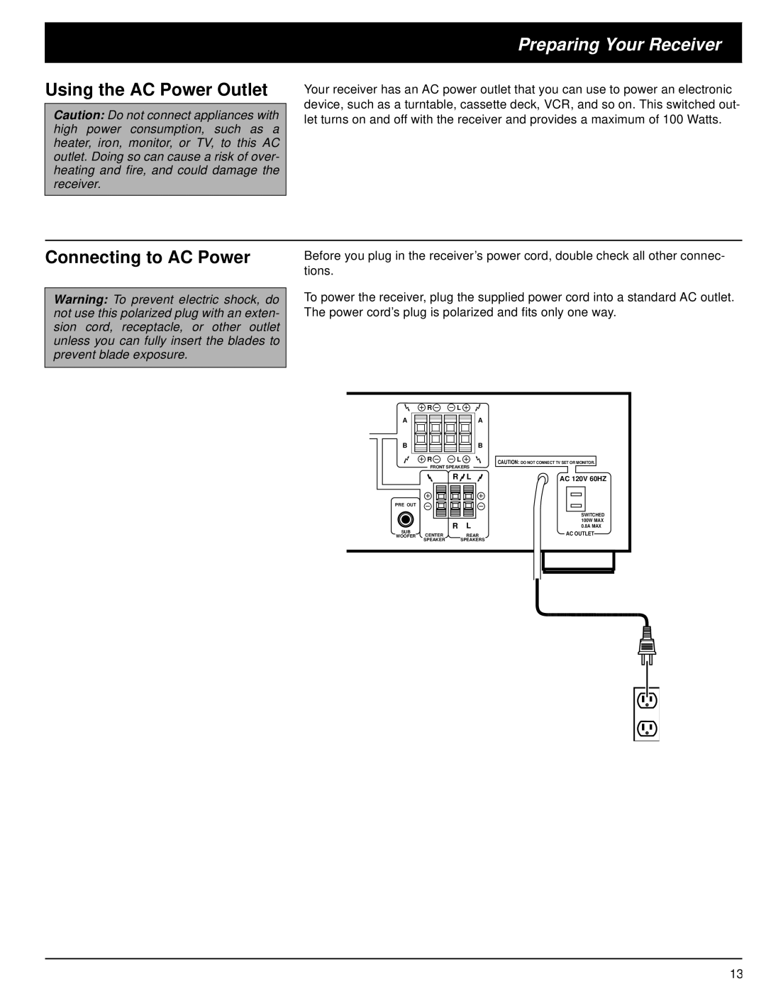 Optimus STAV-3560, STAV-3570, 31-3036, 31-3035 owner manual Using the AC Power Outlet, Connecting to AC Power 