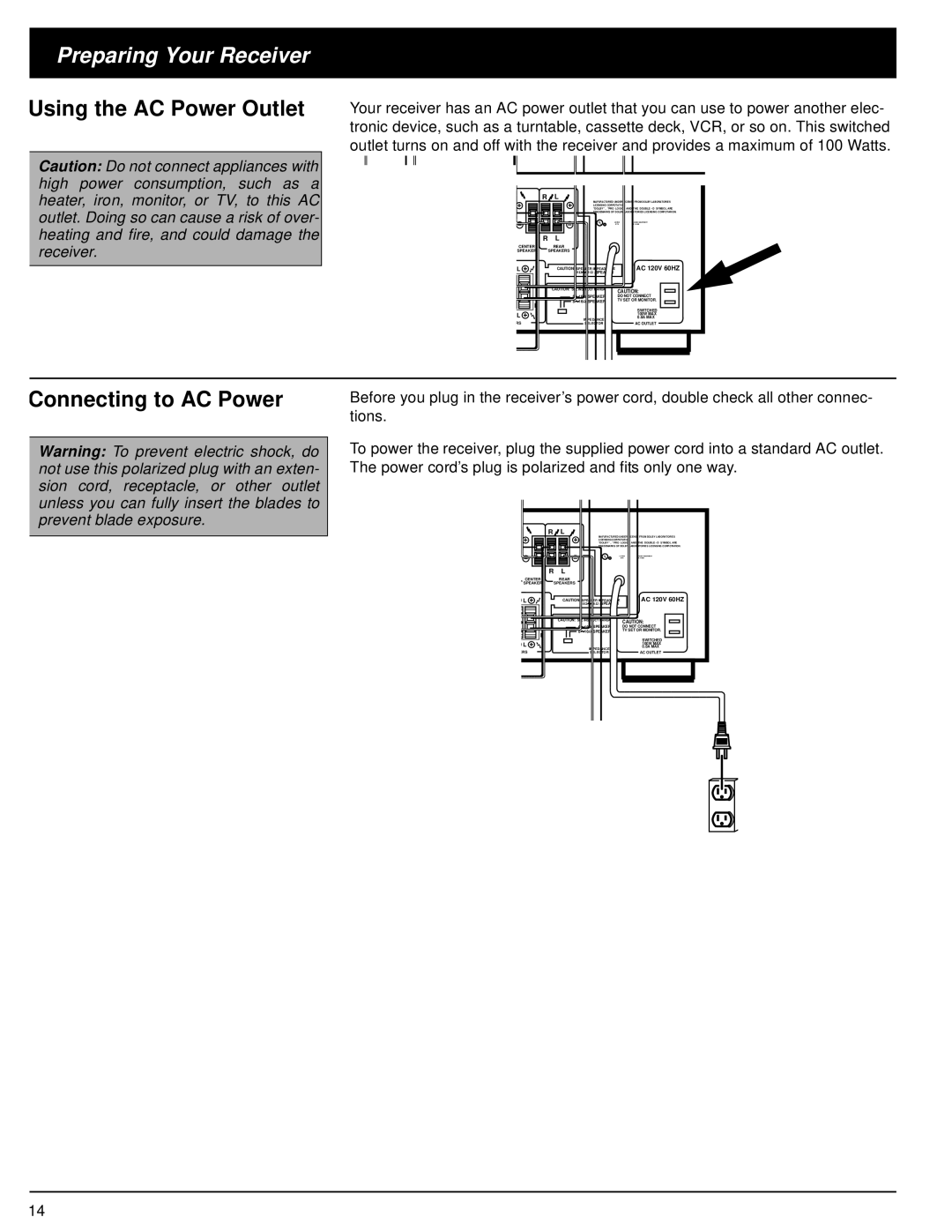 Optimus STAV-3690, 31-3040 owner manual Using the AC Power Outlet, Connecting to AC Power 