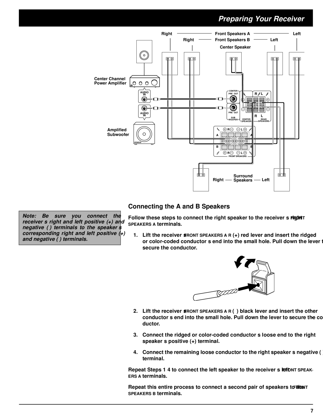 Optimus 31-3040, STAV-3690 owner manual Connecting the a and B Speakers 