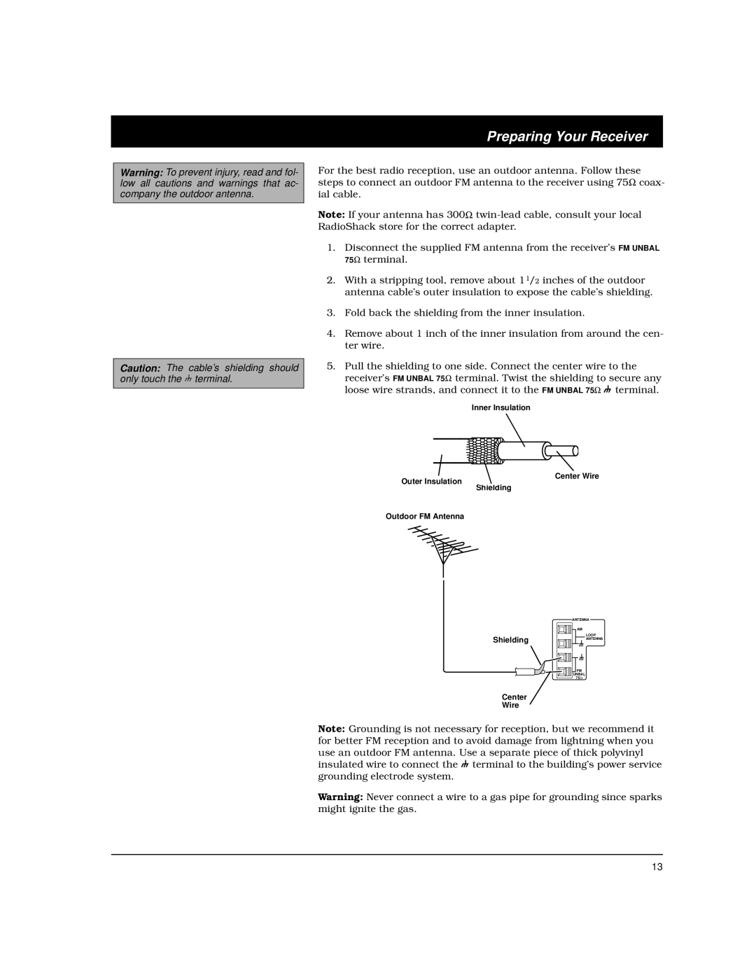 Optimus STAV-3780 owner manual Antenna 