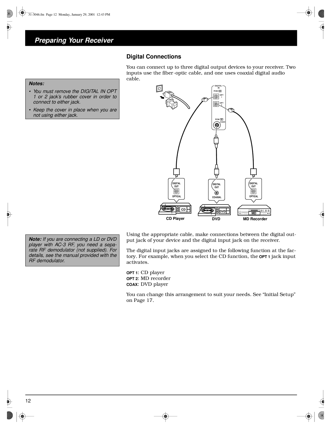 Optimus STAV-3790 owner manual Digital Connections 