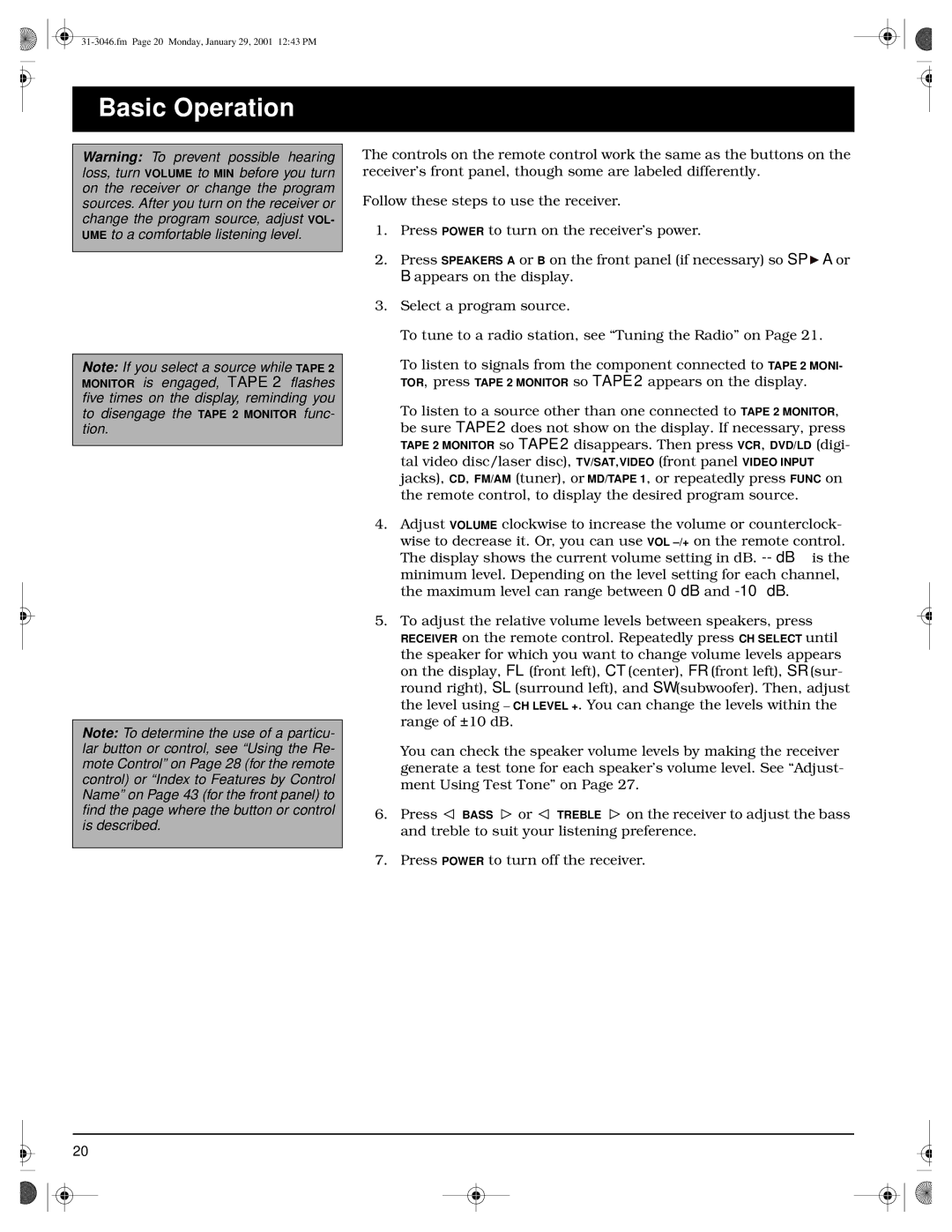 Optimus STAV-3790 owner manual Basic Operation 