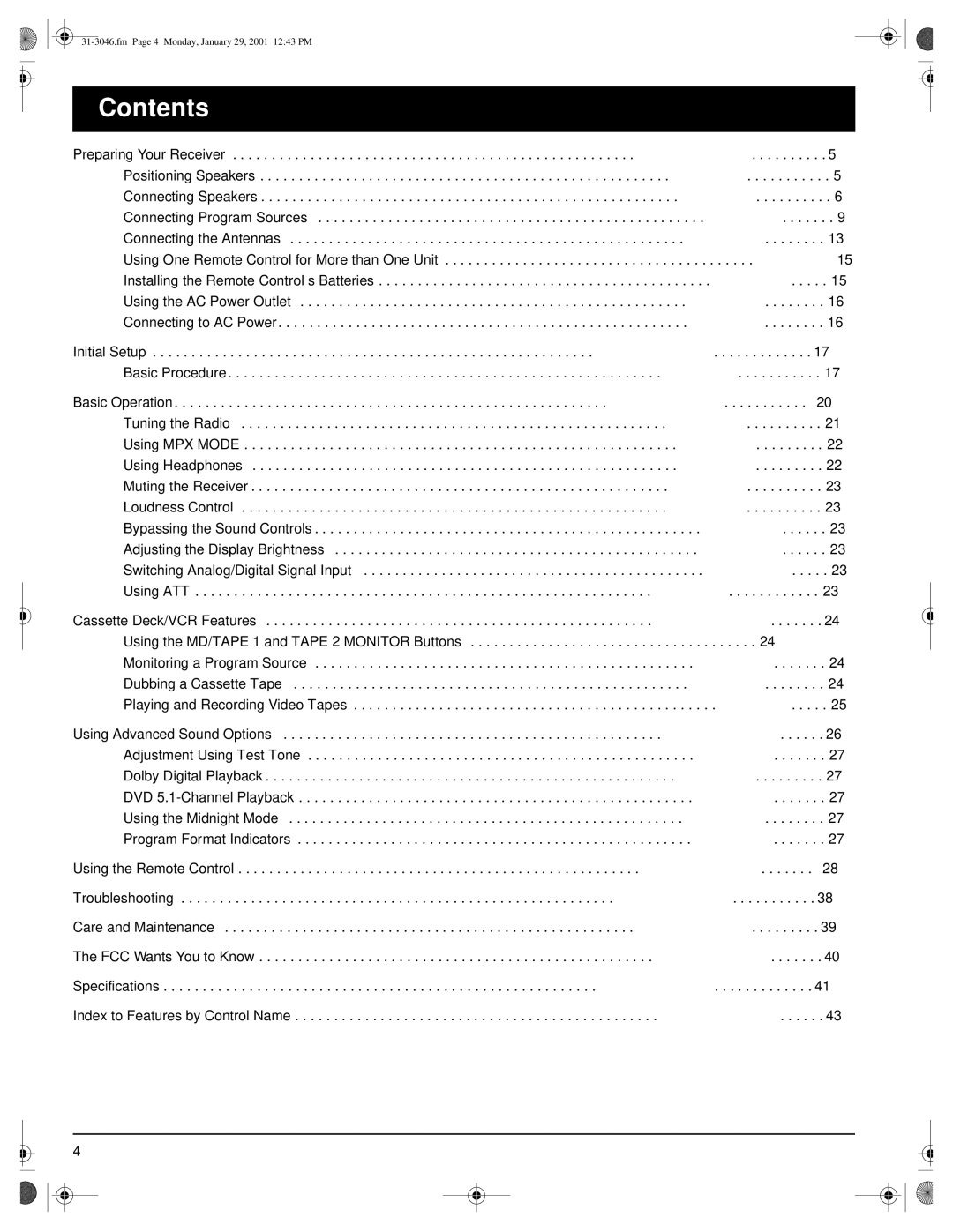 Optimus STAV-3790 owner manual Contents 