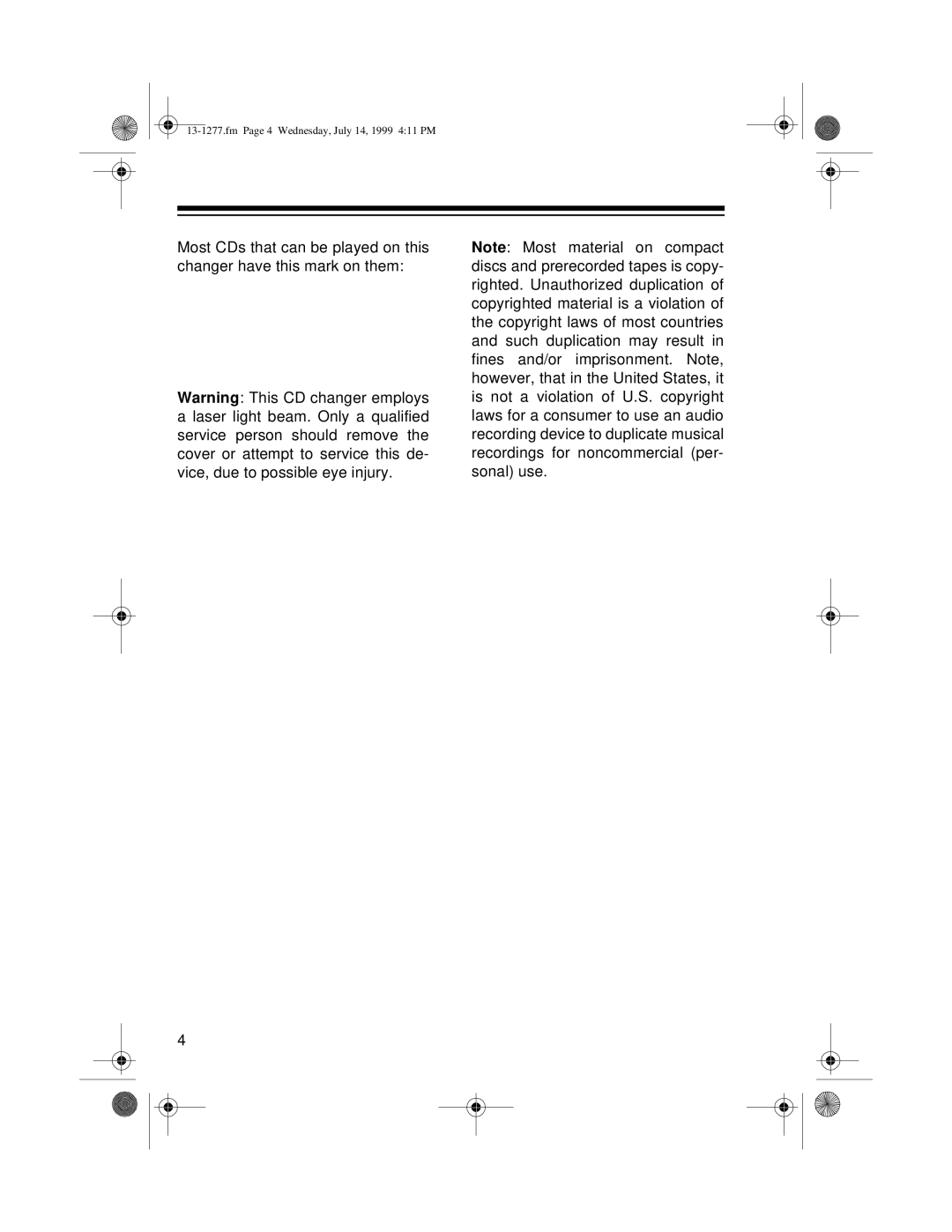 Optimus SYSTEM 730 owner manual Fm Page 4 Wednesday, July 14, 1999 411 PM 