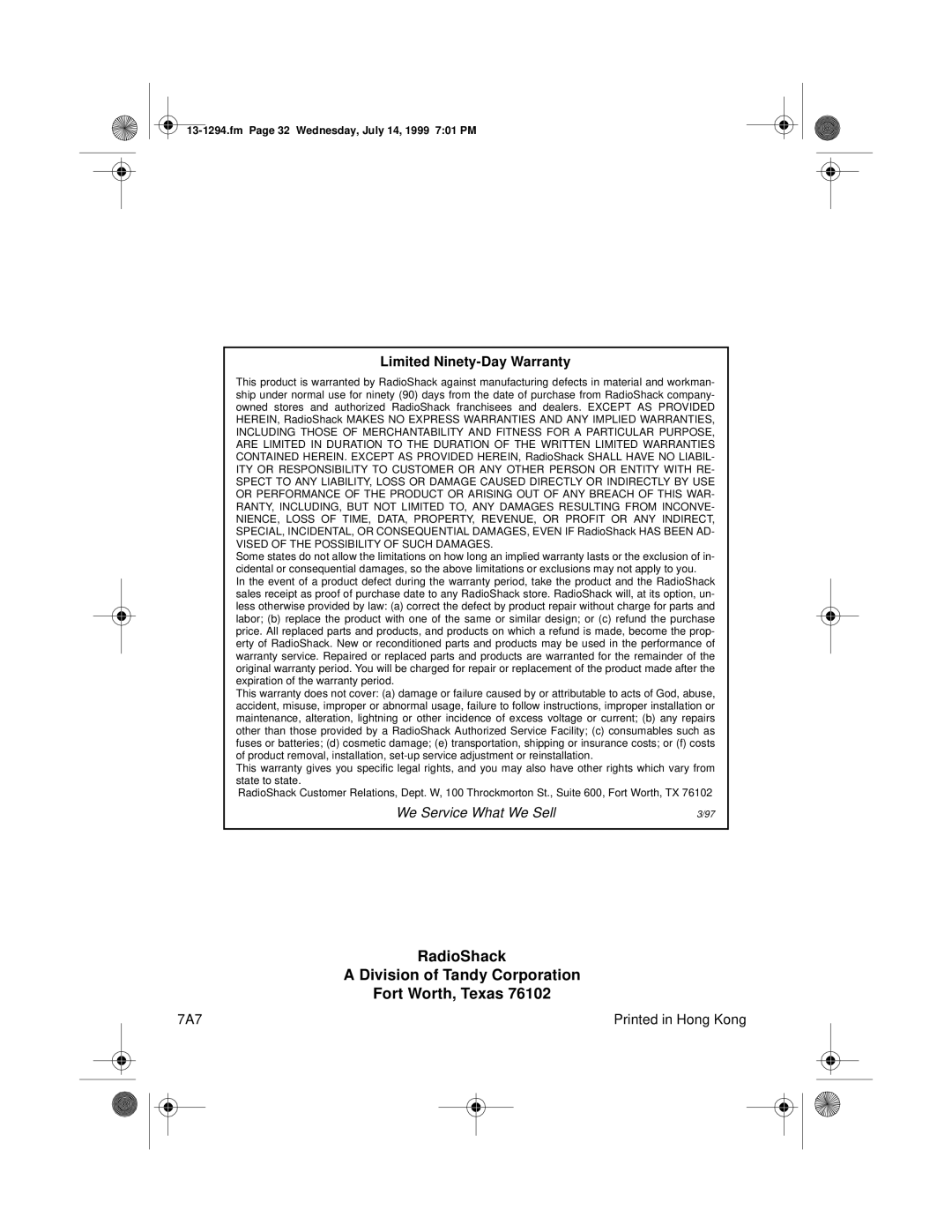 Optimus SYSTEM 746 owner manual RadioShack Division of Tandy Corporation Fort Worth, Texas 