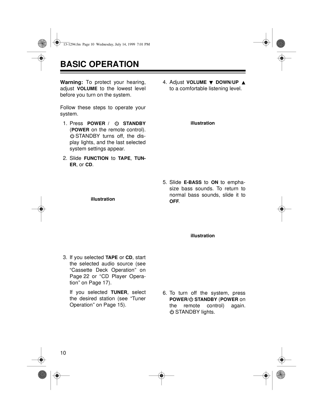 Optimus SYSTEM 746 owner manual Basic Operation 