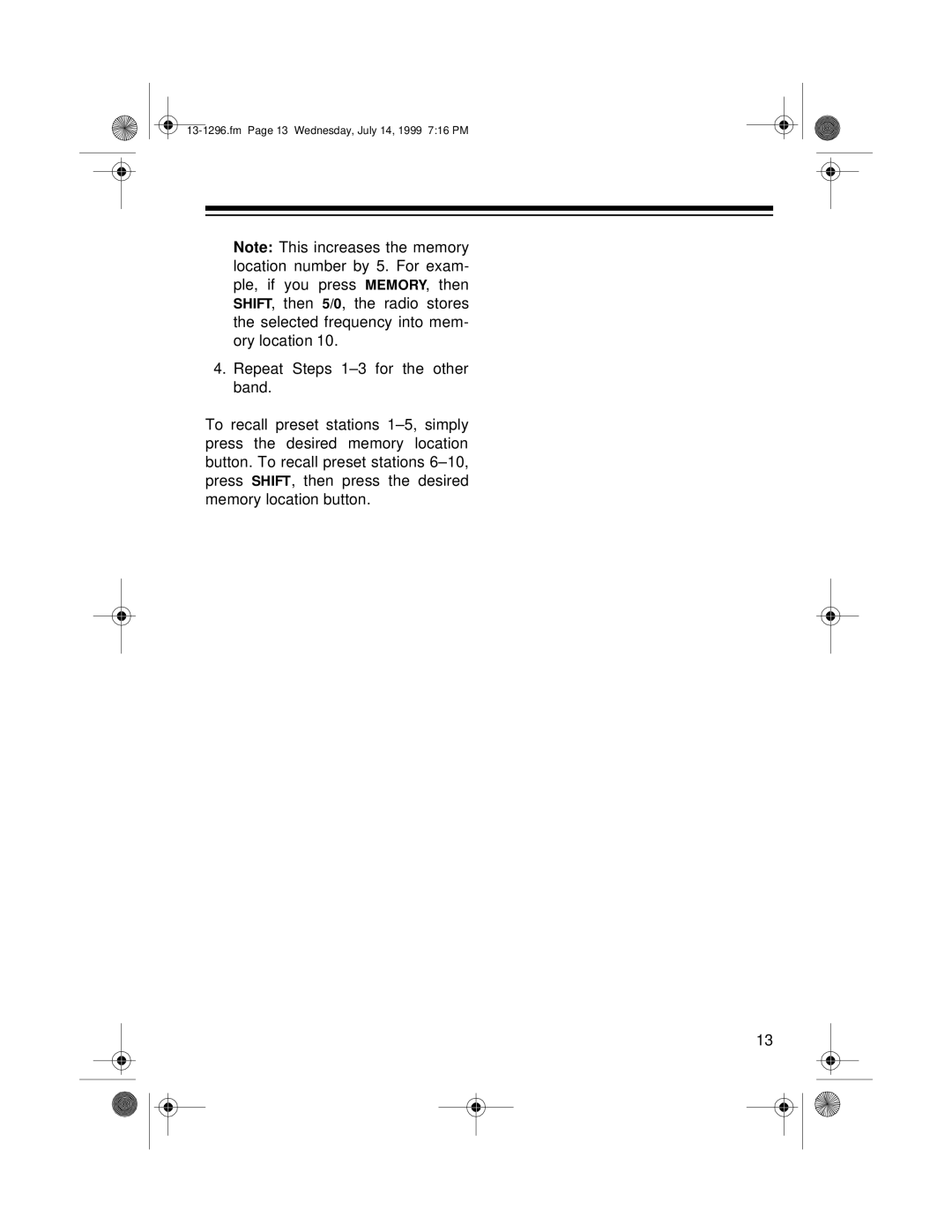 Optimus SYSTEM 748 owner manual Fm Page 13 Wednesday, July 14, 1999 716 PM 