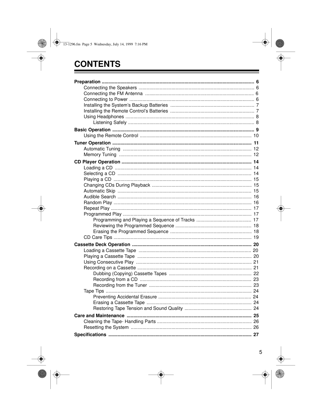 Optimus SYSTEM 748 owner manual Contents 