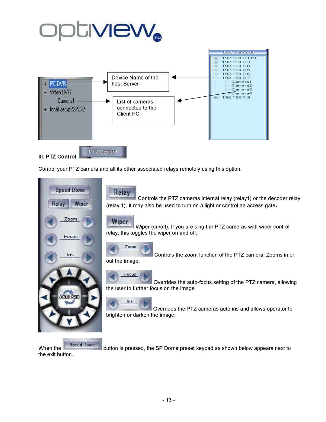 Optiview 2.28.06/4.37 manual III. PTZ Control 