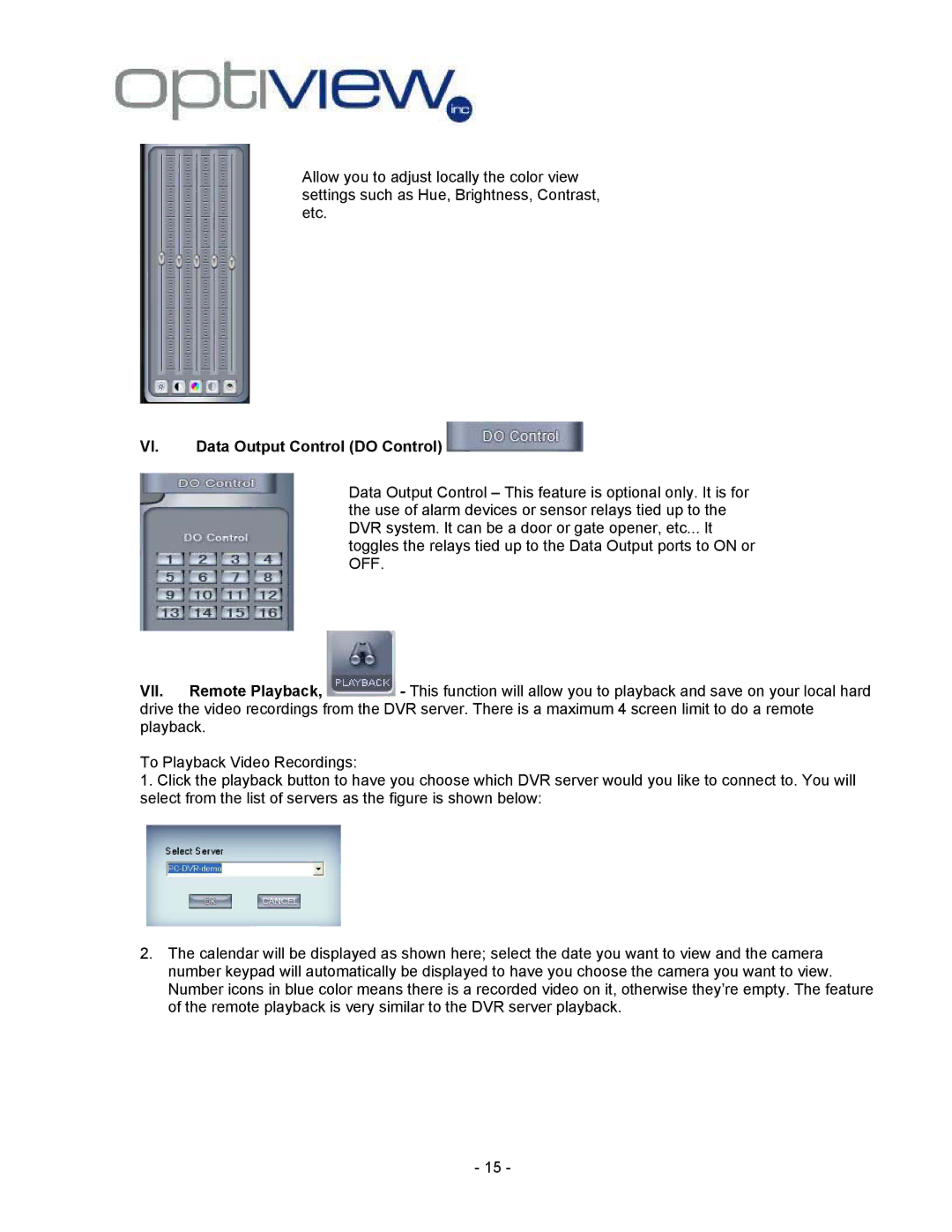 Optiview 2.28.06/4.37 manual Data Output Control do Control 