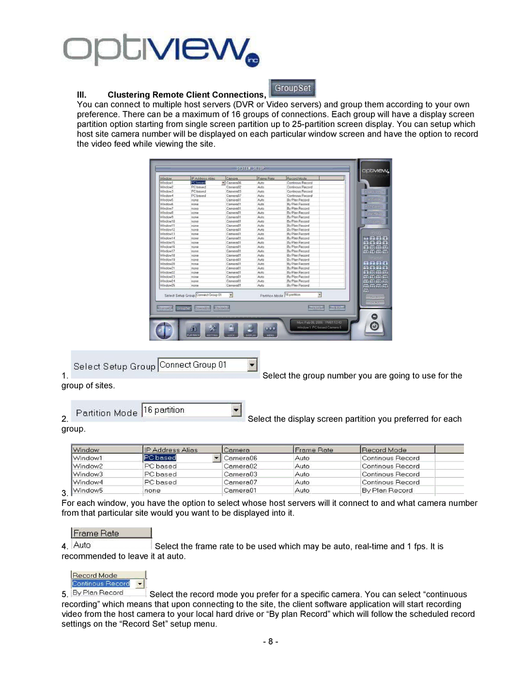 Optiview 2.28.06/4.37 manual III. Clustering Remote Client Connections 