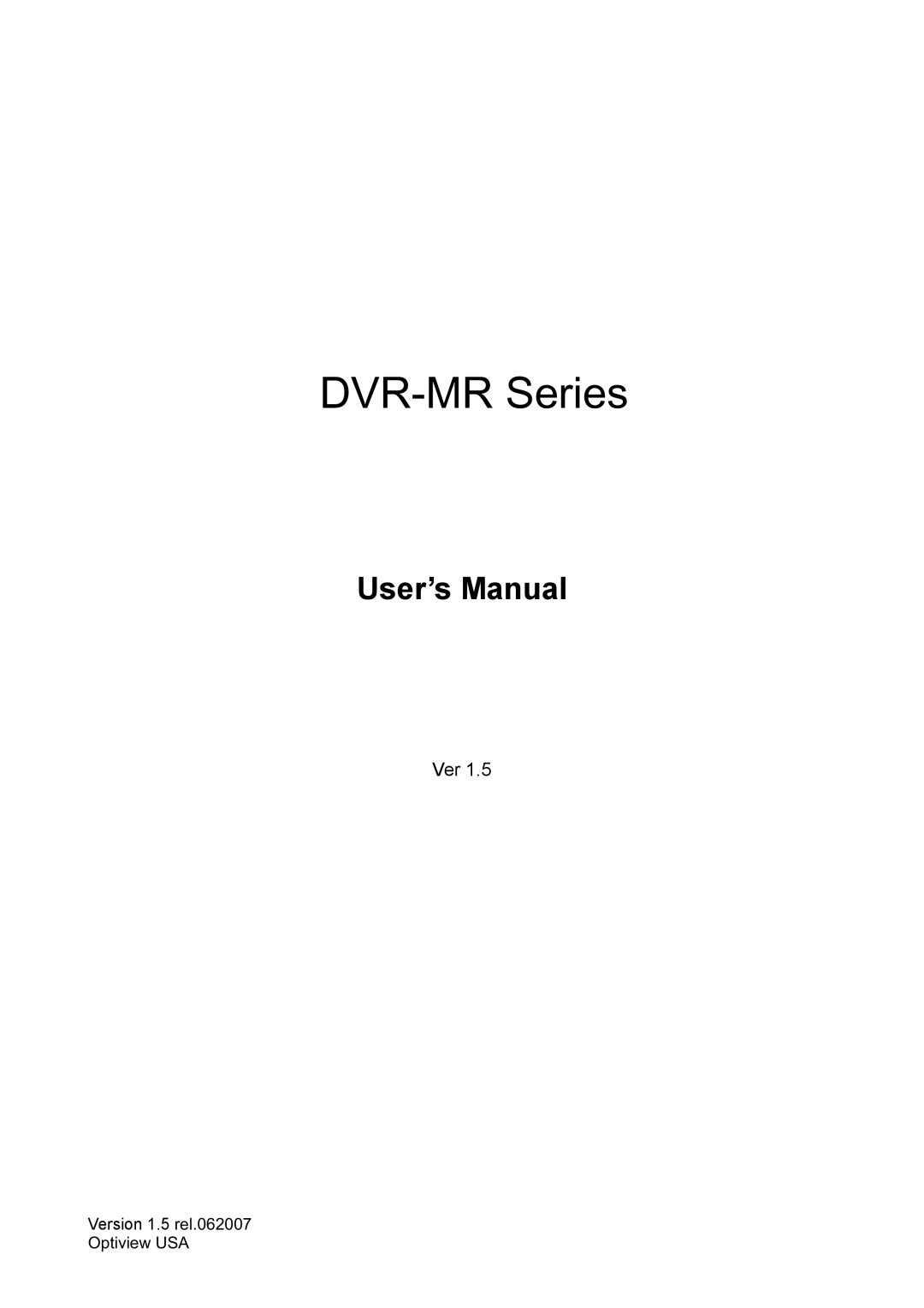 Optiview user manual DVR-MR Series 