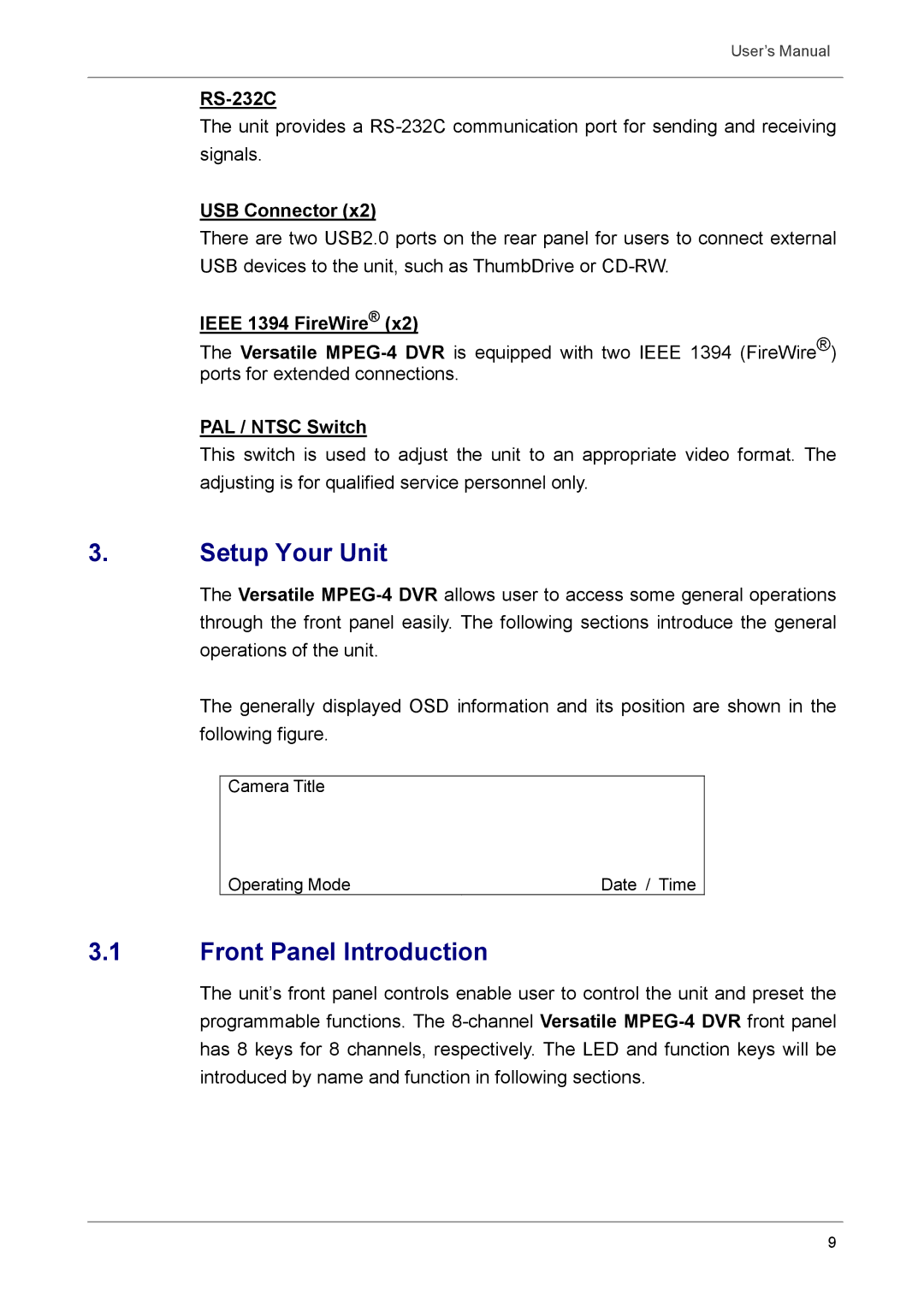 Optiview DVR user manual Setup Your Unit, Front Panel Introduction 