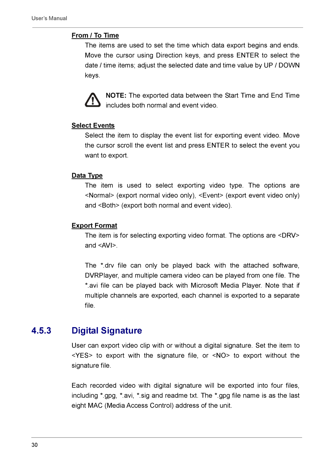 Optiview DVR user manual Digital Signature 