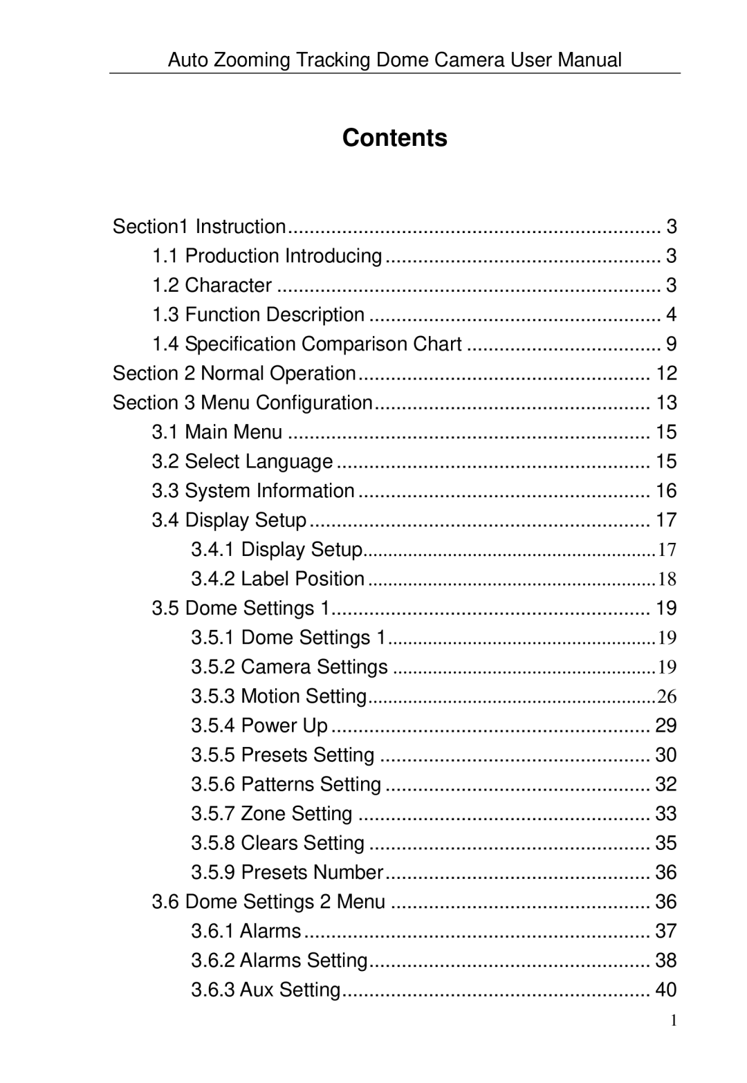 Optiview TRKPTZ-18NX, TRKPTZ -26NX user manual Contents 