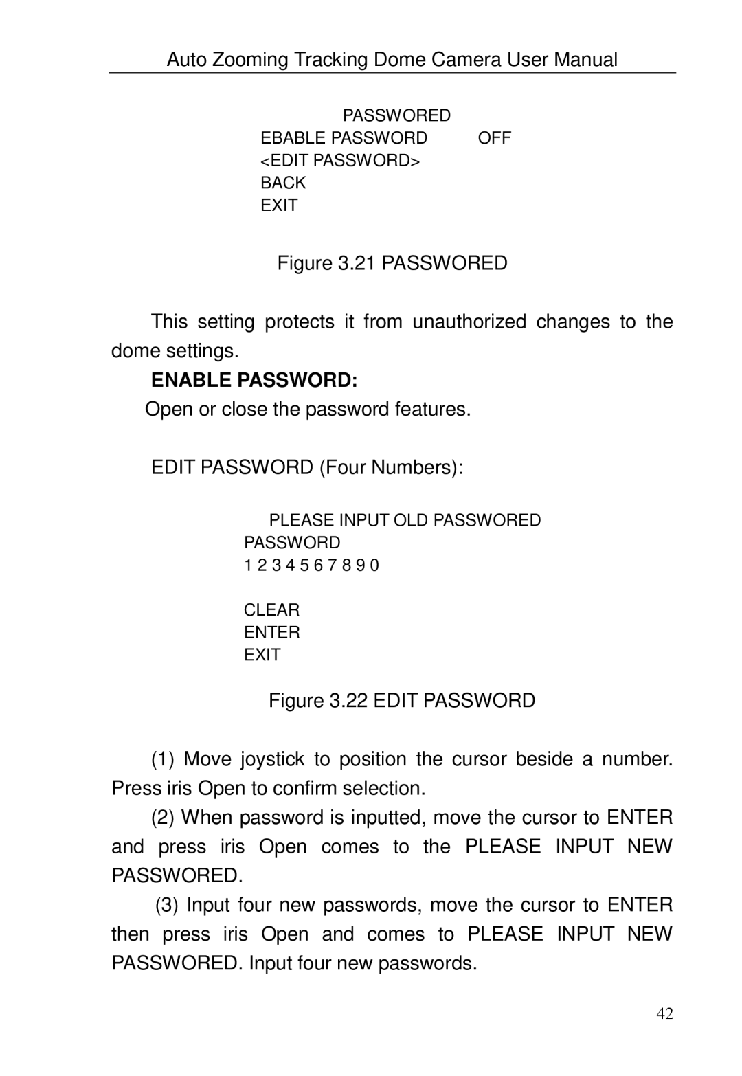 Optiview TRKPTZ -26NX, TRKPTZ-18NX user manual Enable Password 