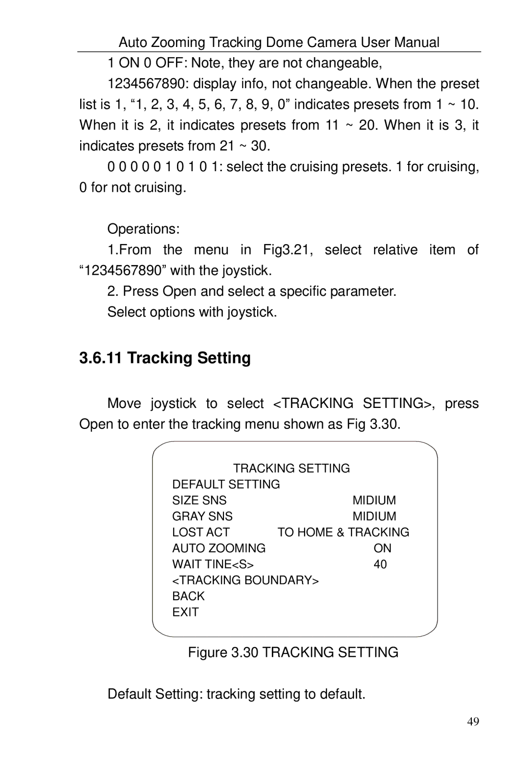 Optiview TRKPTZ-18NX, TRKPTZ -26NX user manual Tracking Setting 