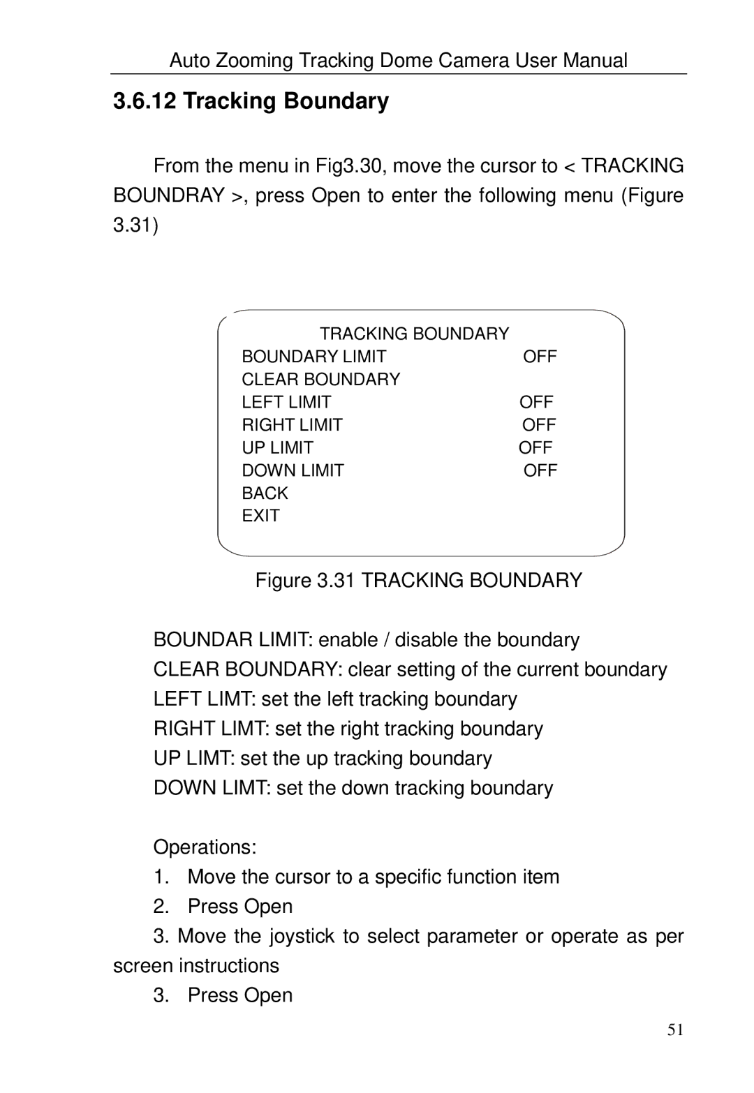 Optiview TRKPTZ-18NX, TRKPTZ -26NX user manual Tracking Boundary 