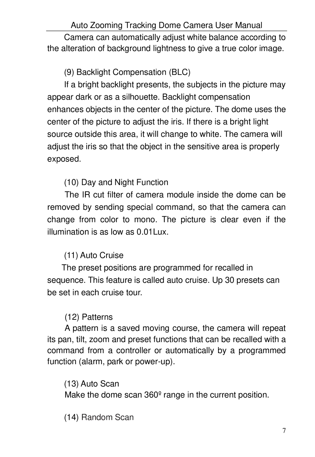 Optiview TRKPTZ-18NX, TRKPTZ -26NX user manual Random Scan 