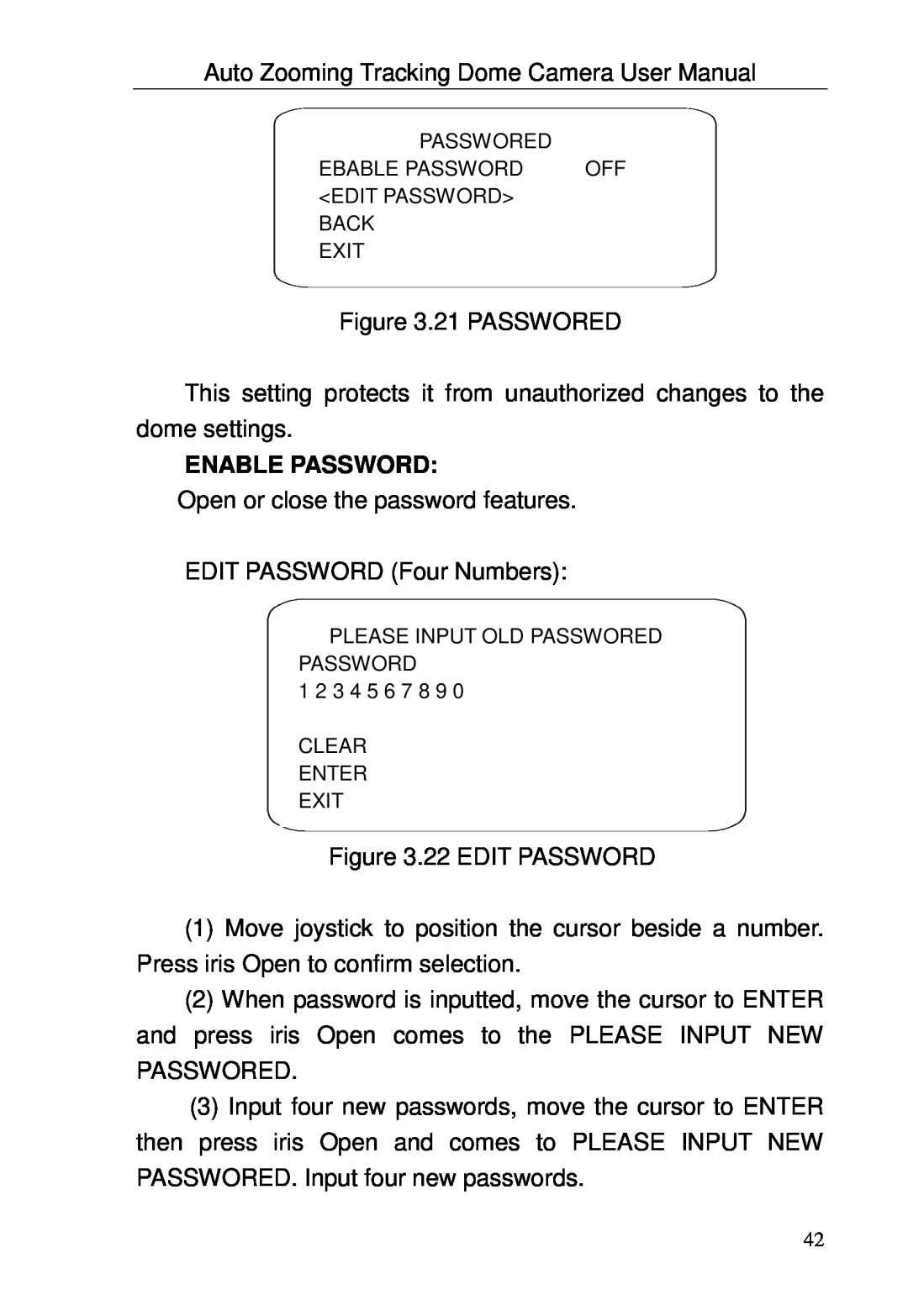 Optiview TRKPTZ -26NX, TRKPTZ-18NX user manual Enable Password 