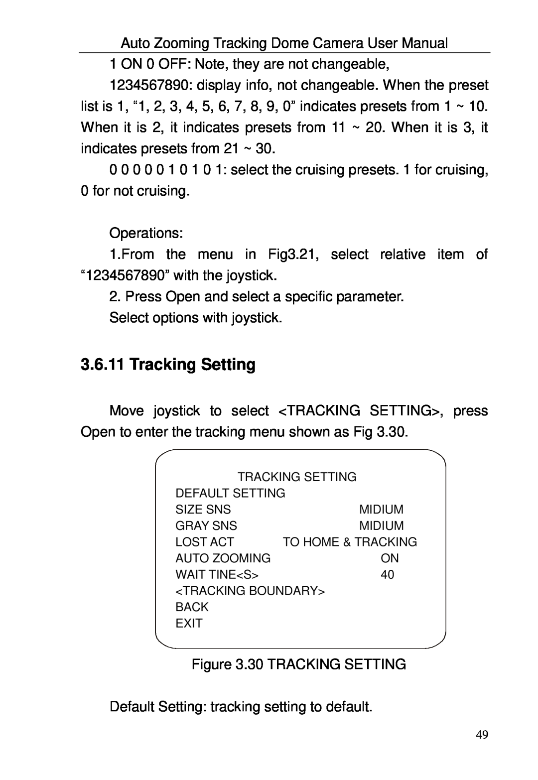 Optiview TRKPTZ-18NX, TRKPTZ -26NX user manual Tracking Setting 