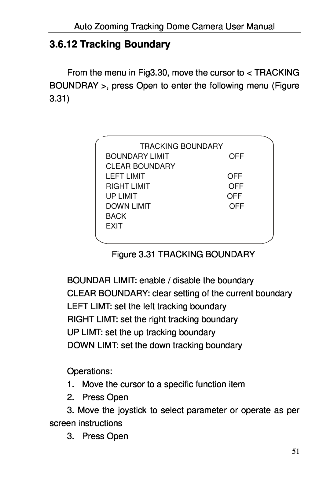Optiview TRKPTZ-18NX, TRKPTZ -26NX user manual Tracking Boundary 