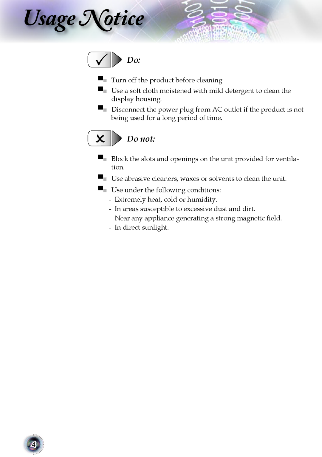 Optoma Technology 1080p DLP manual Do not 