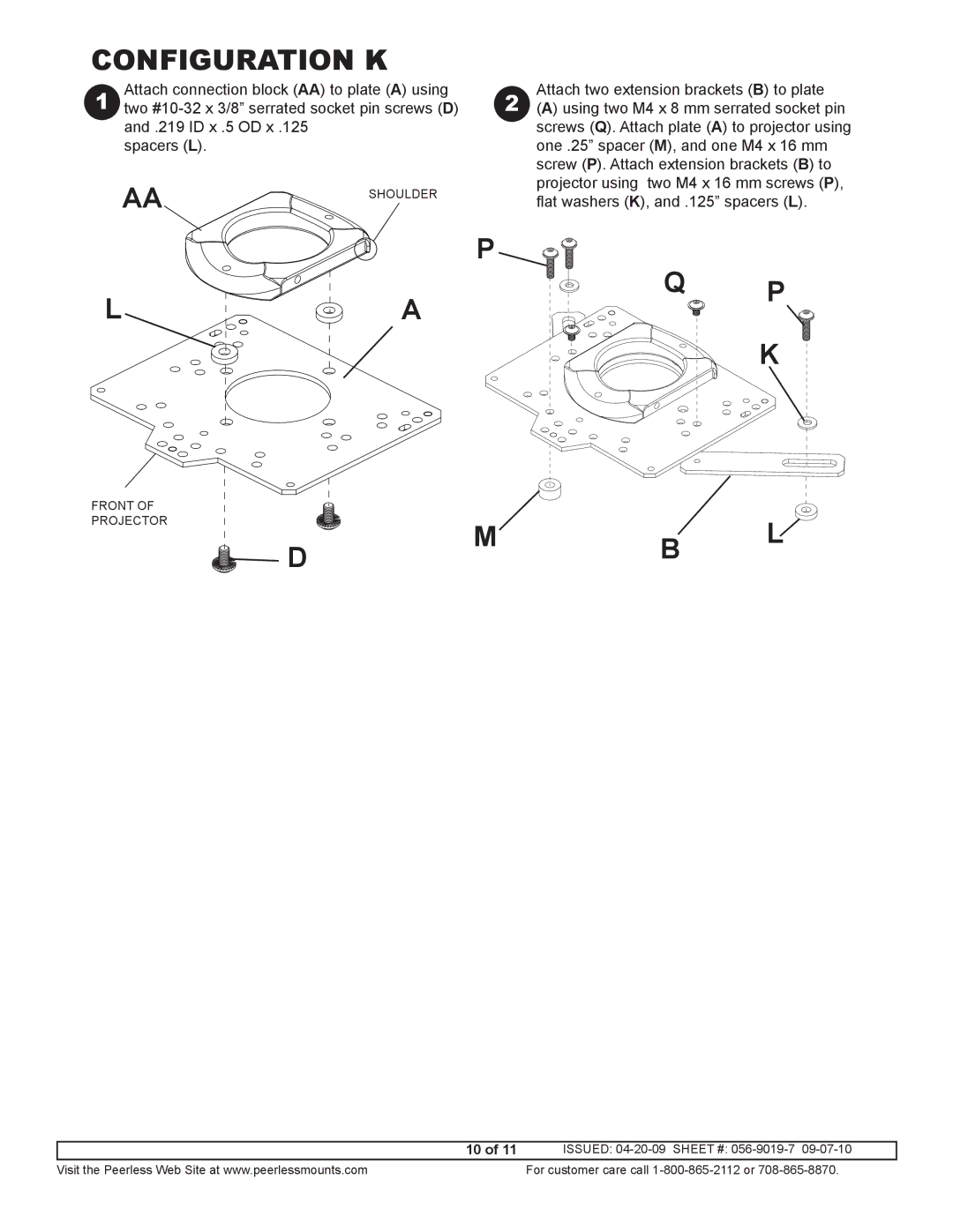 Optoma Technology BM-5001U manual Configuration K, Dm B L 