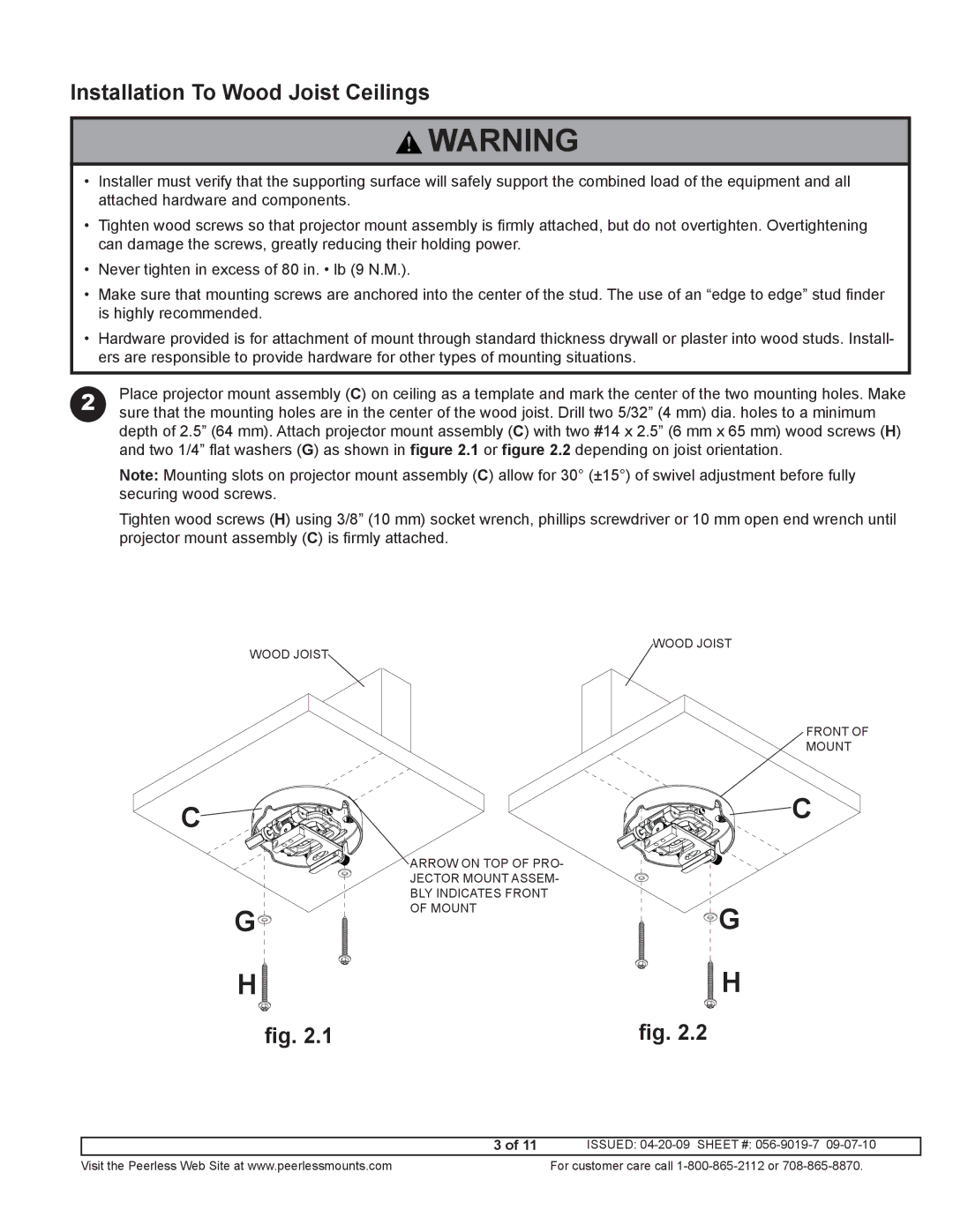 Optoma Technology BM-5001U manual Installation To Wood Joist Ceilings 