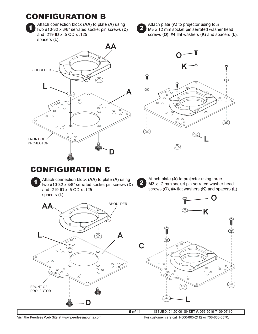 Optoma Technology BM-5001U manual Configuration B, Configuration C 