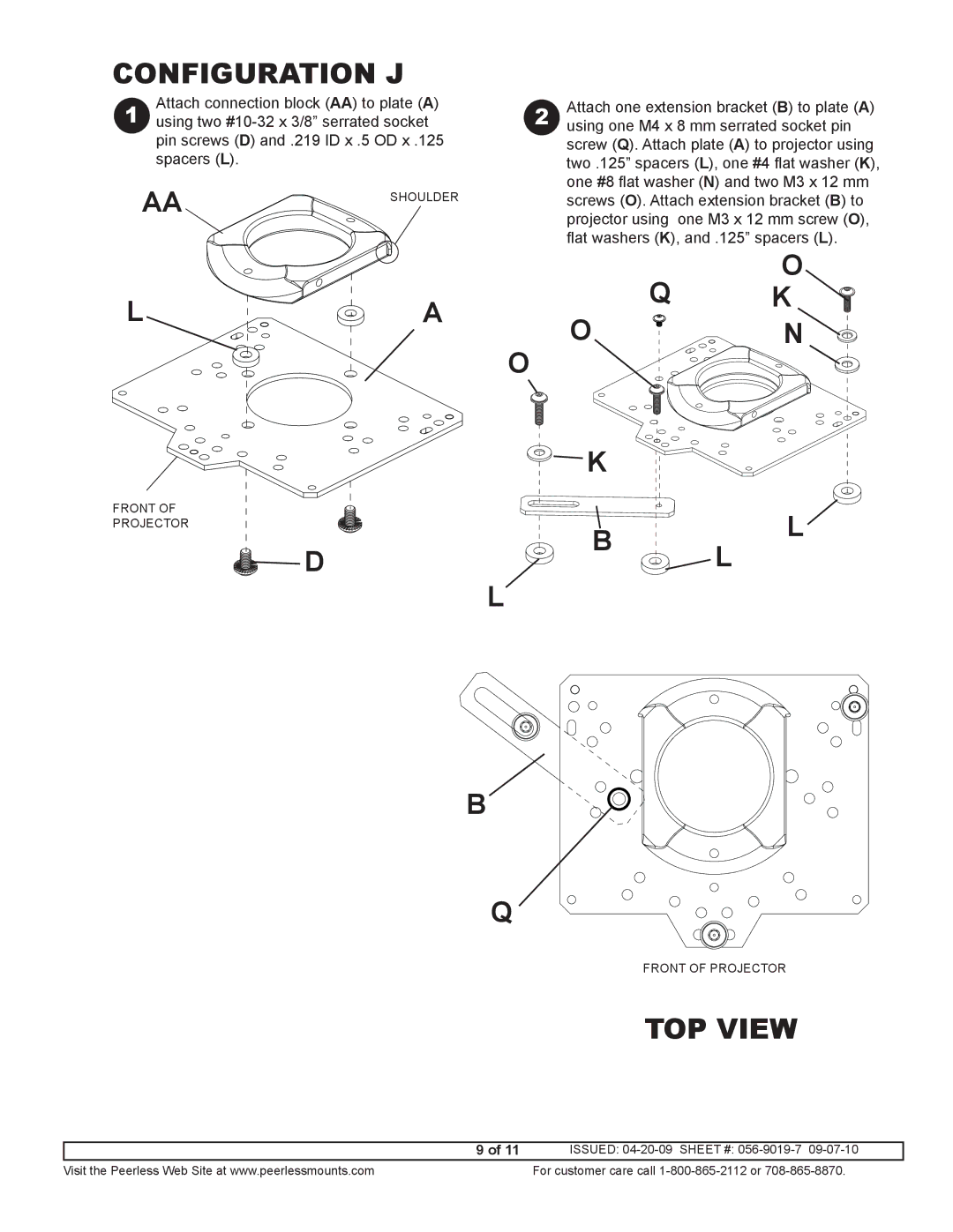 Optoma Technology BM-5001U manual Configuration J, TOP View 