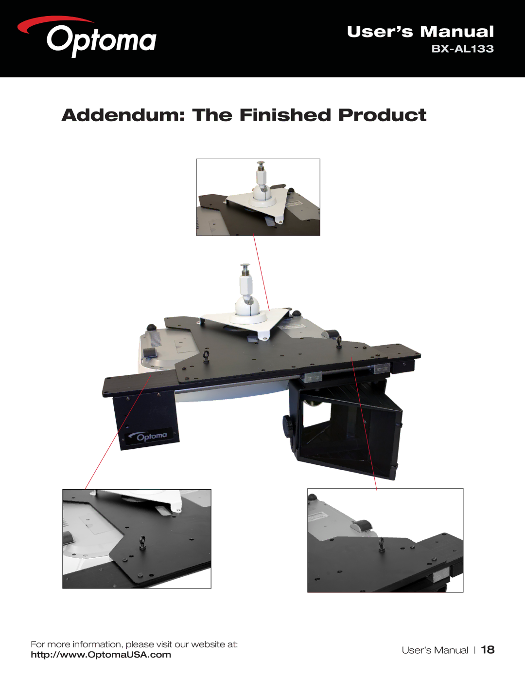 Optoma Technology BX-AL133 user manual Addendum The Finished Product 