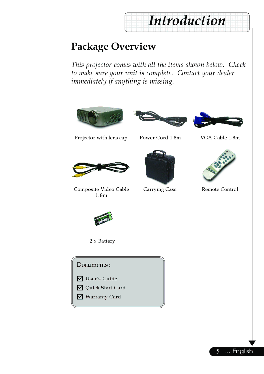 Optoma Technology Digital Tuner Output Projector specifications Package Overview 