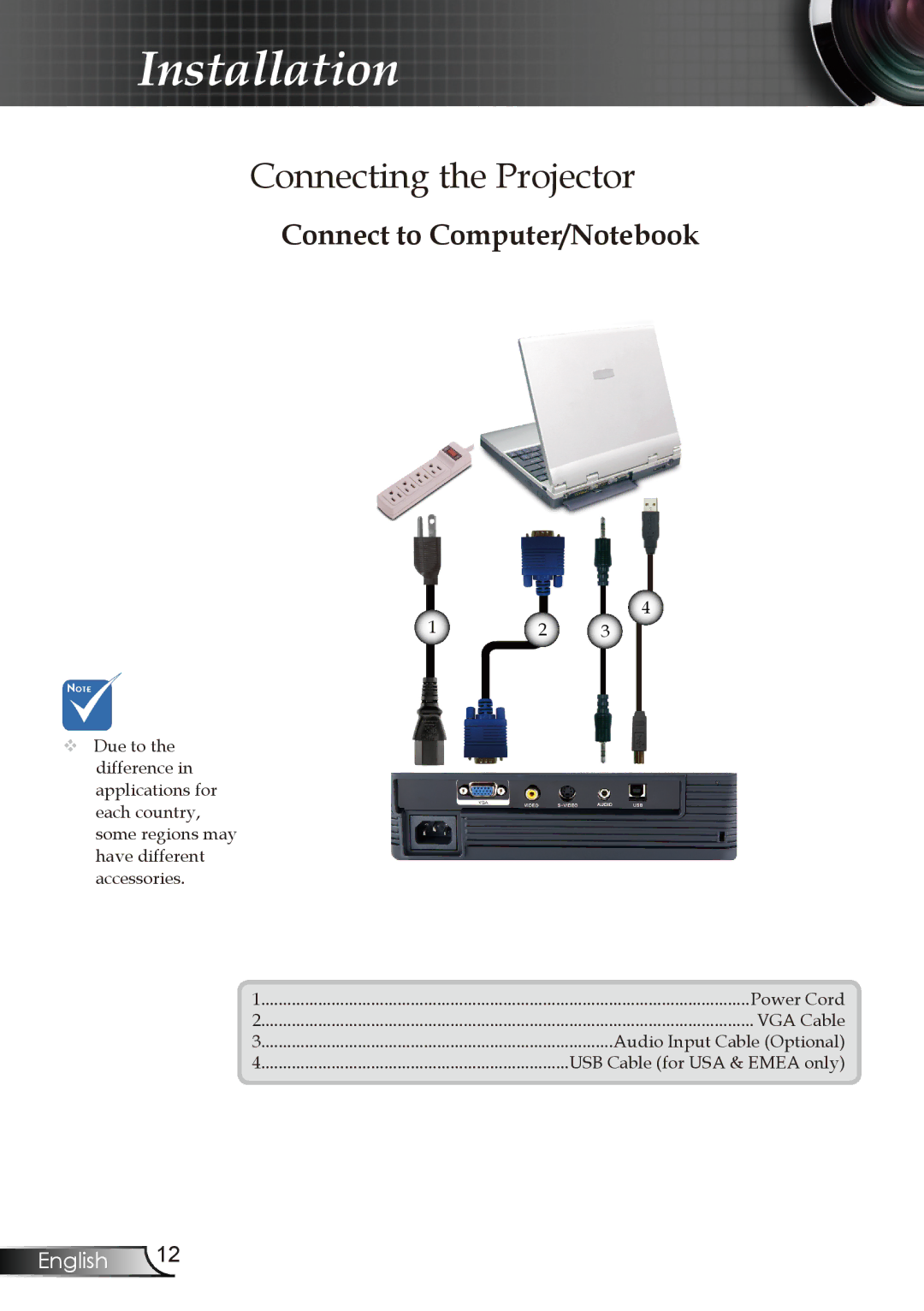 Optoma Technology DX606V manual Installation, Connecting the Projector 