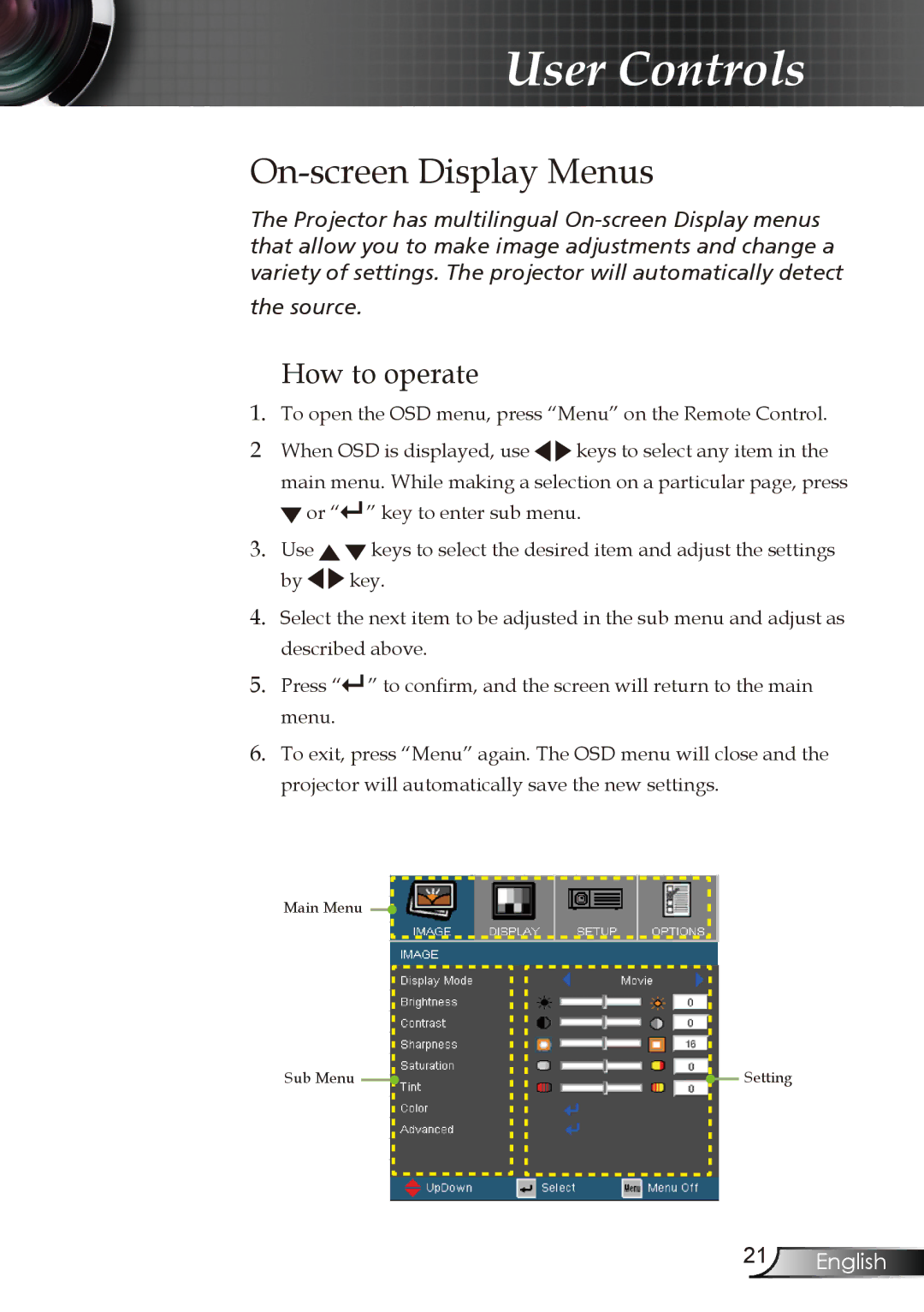 Optoma Technology DX606V manual On-screen Display Menus, How to operate 