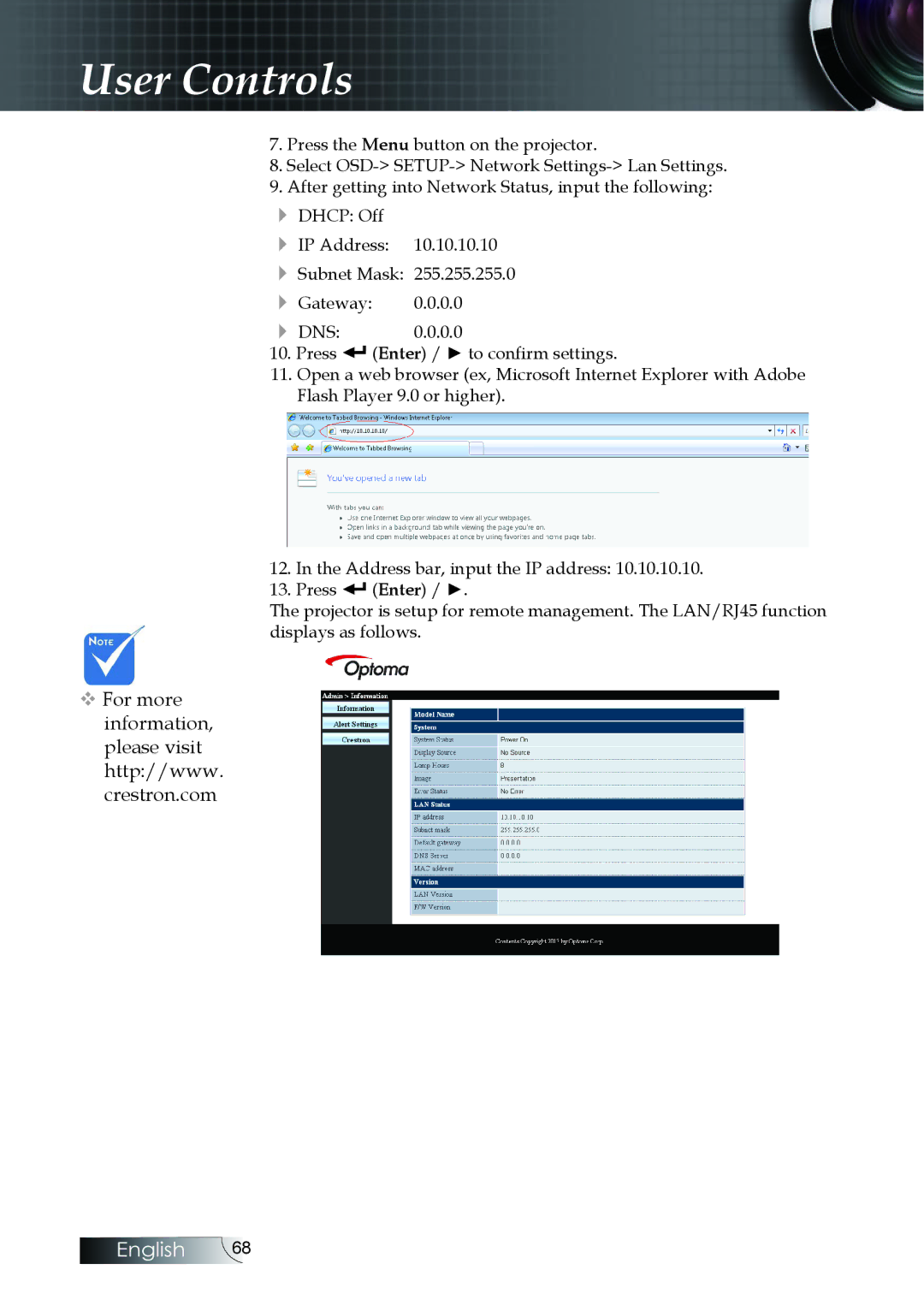 Optoma Technology EH505 manual Enter / to confirm settings 