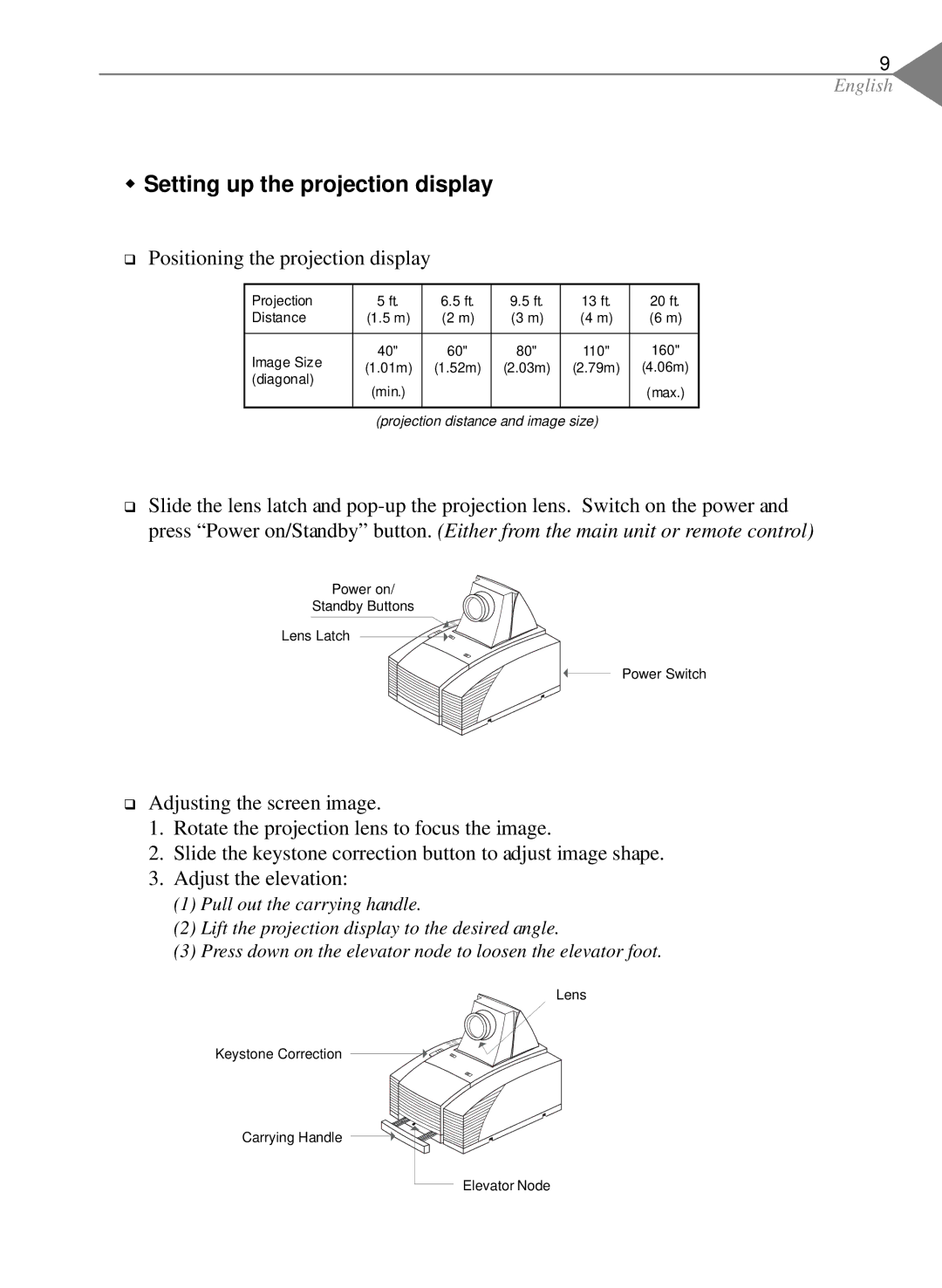 Optoma Technology EP550 specifications Setting up the projection display, Positioning the projection display 