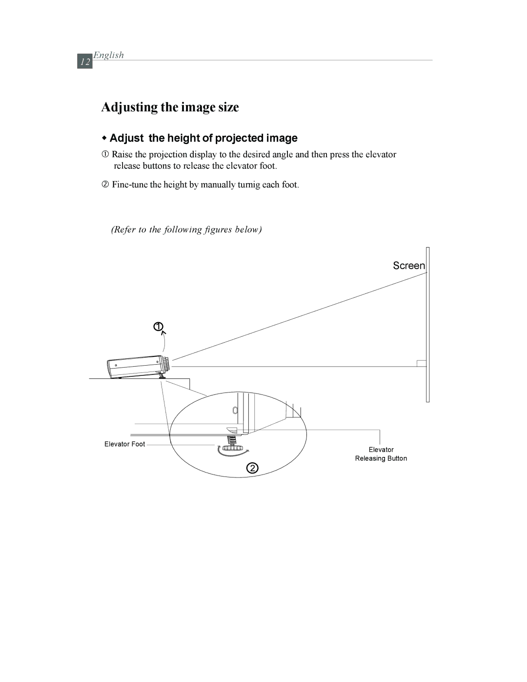 Optoma Technology EP615H specifications Adjusting the image size, Adjust the height of projected image 