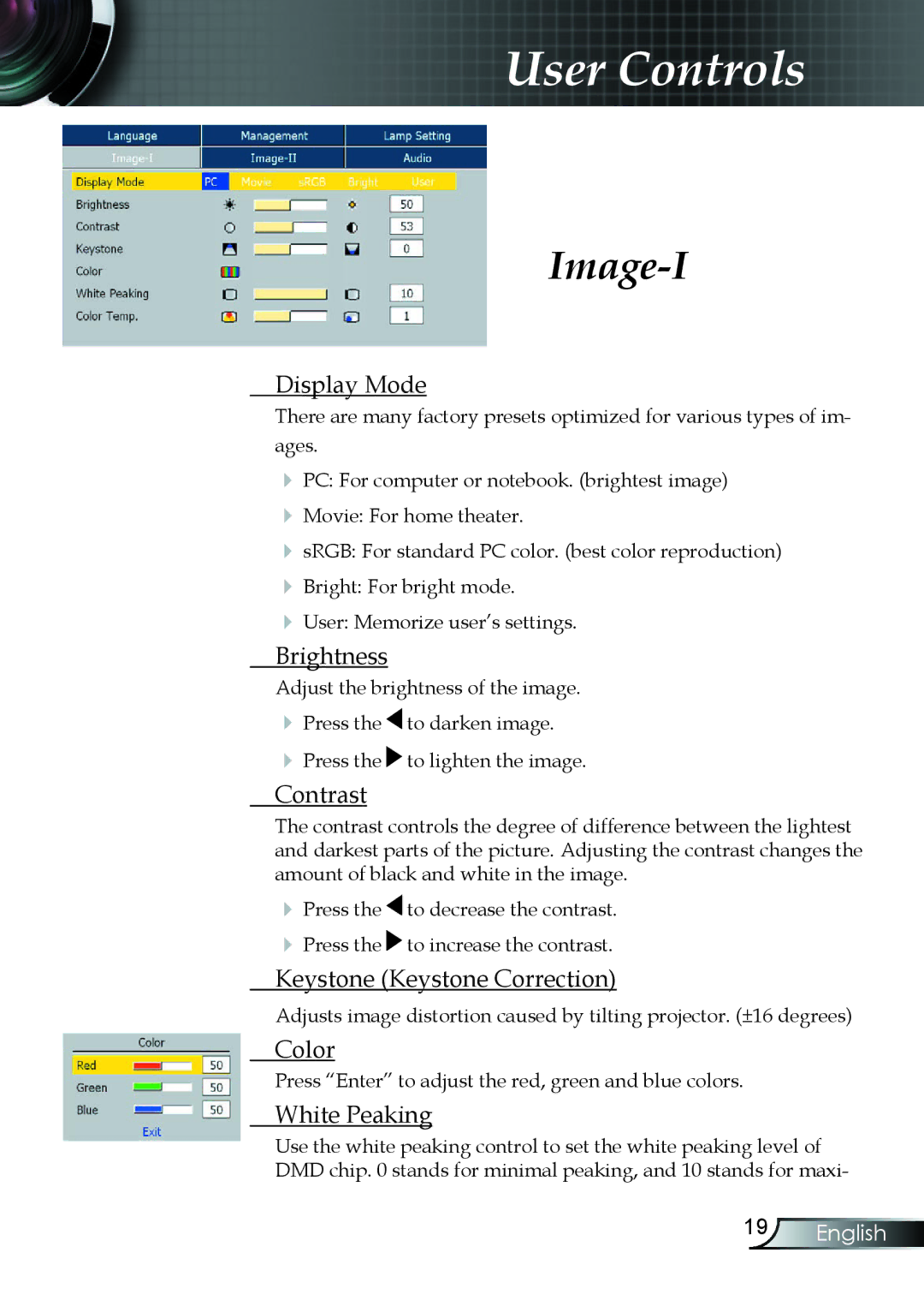 Optoma Technology EP7150RFBA manual Image-I 