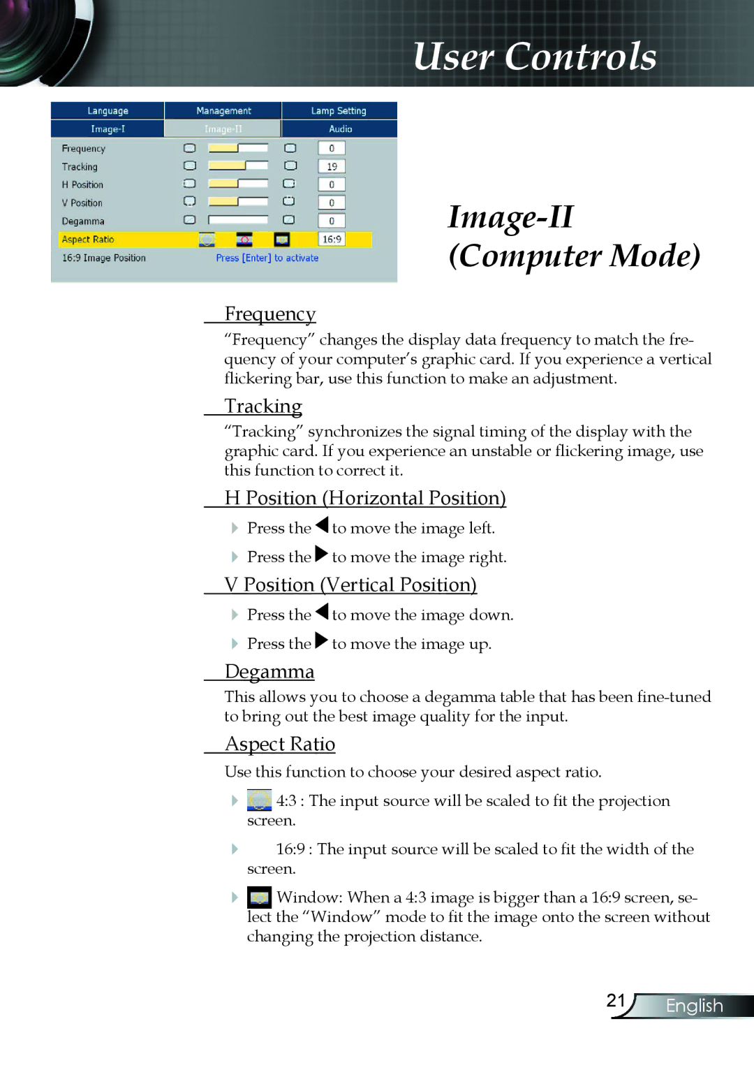 Optoma Technology EP7150RFBA manual Image-II Computer Mode 