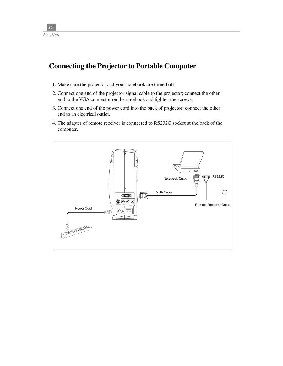 Optoma Technology EP718 specifications Connecting the Projector to Portable Computer 