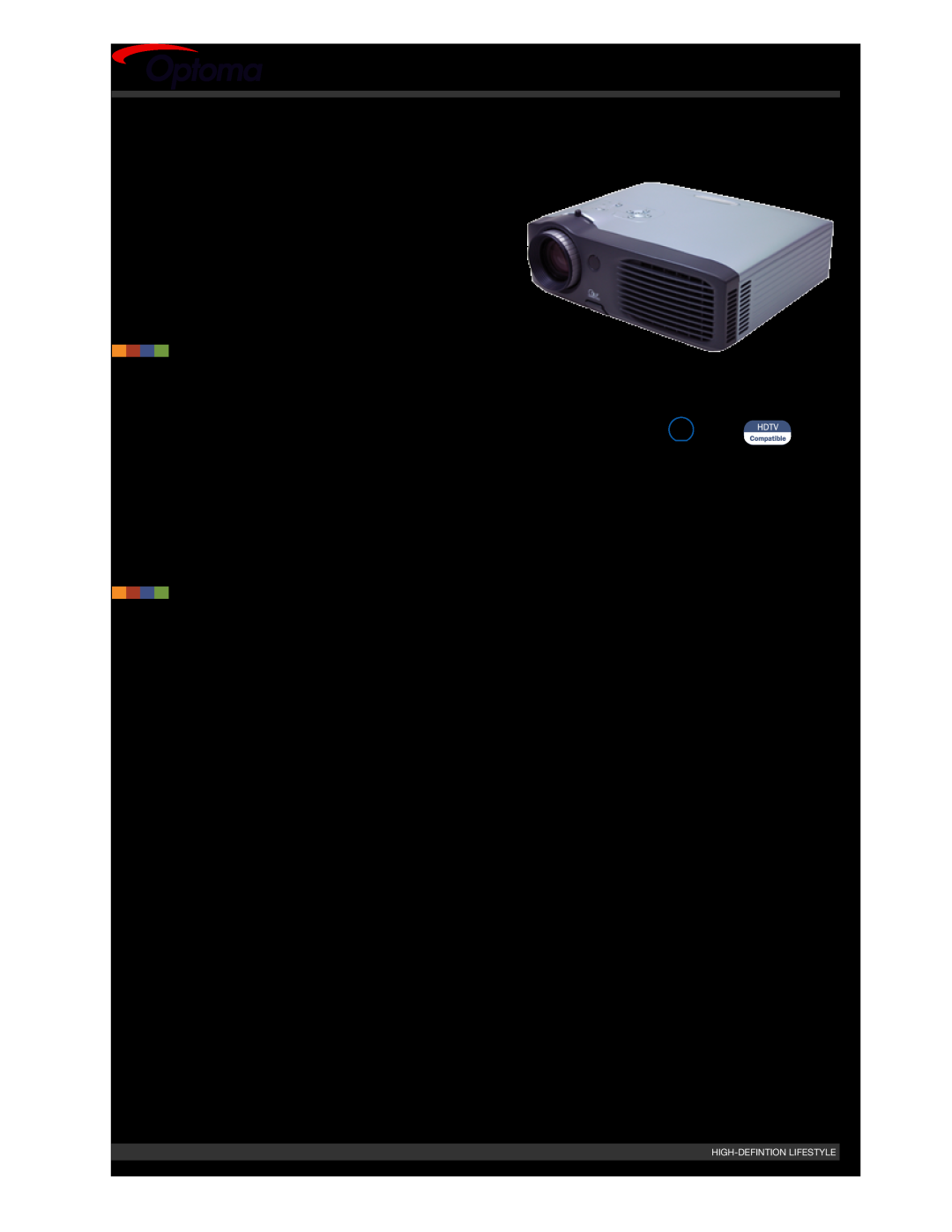 Optoma Technology EP738 specifications Features, Specifications, Portable Powerhouse SVGA DDR DLP Projector 