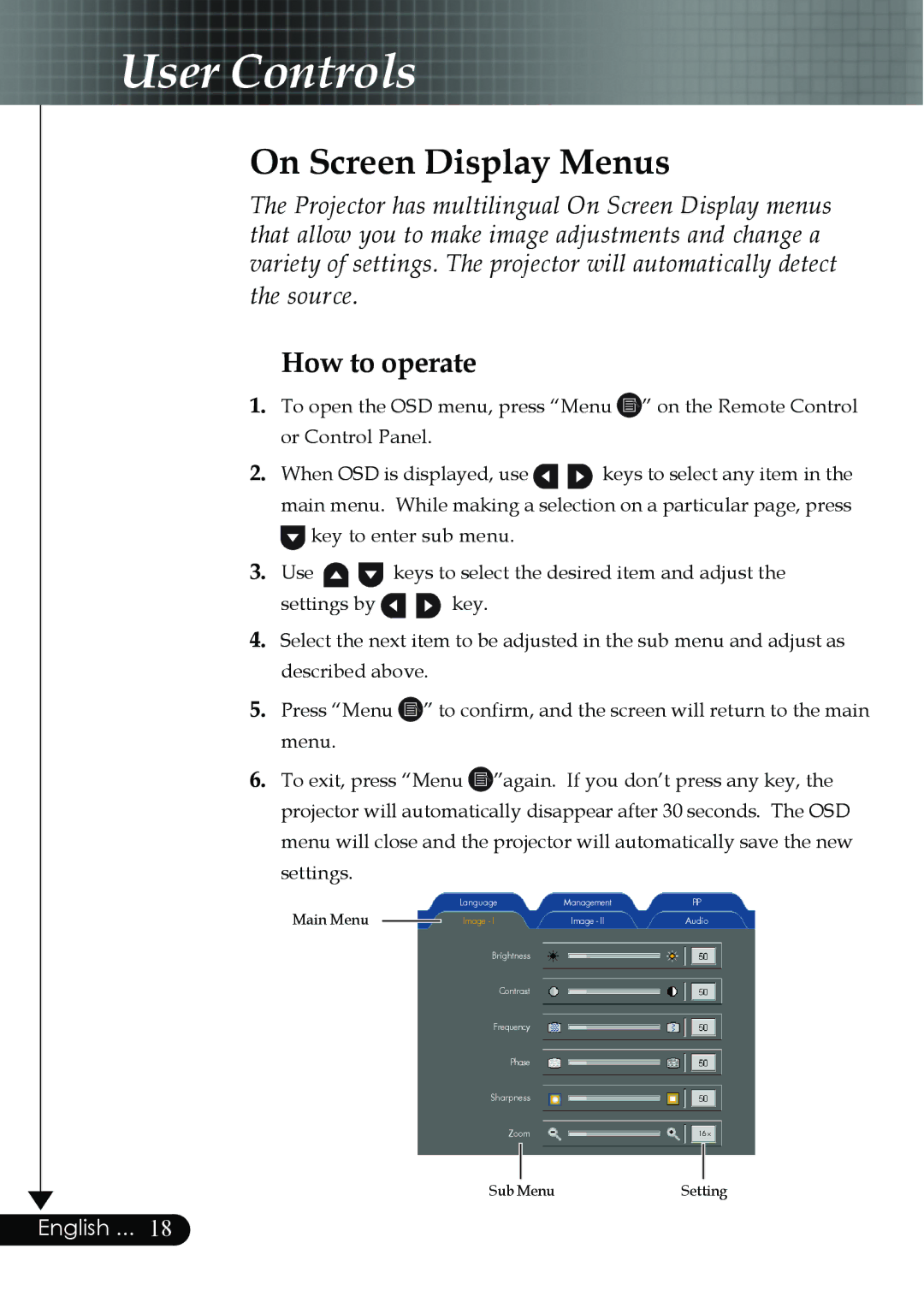 Optoma Technology EP759 manual On Screen Display Menus, How to operate 