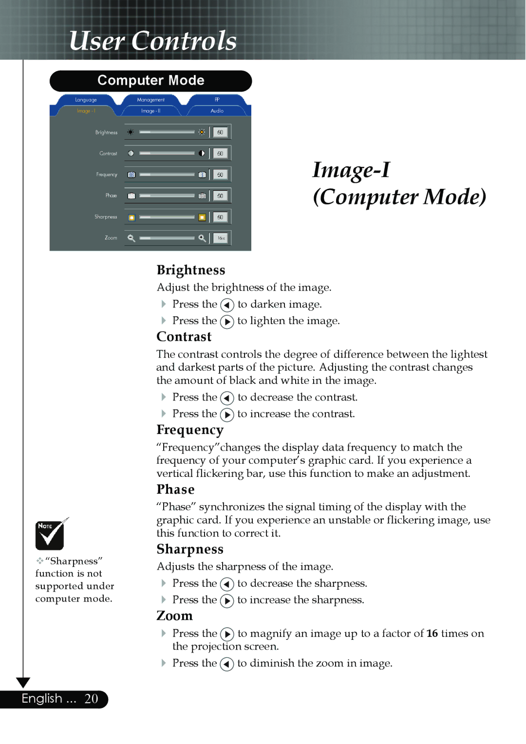 Optoma Technology EP759 manual Image-I Computer Mode 