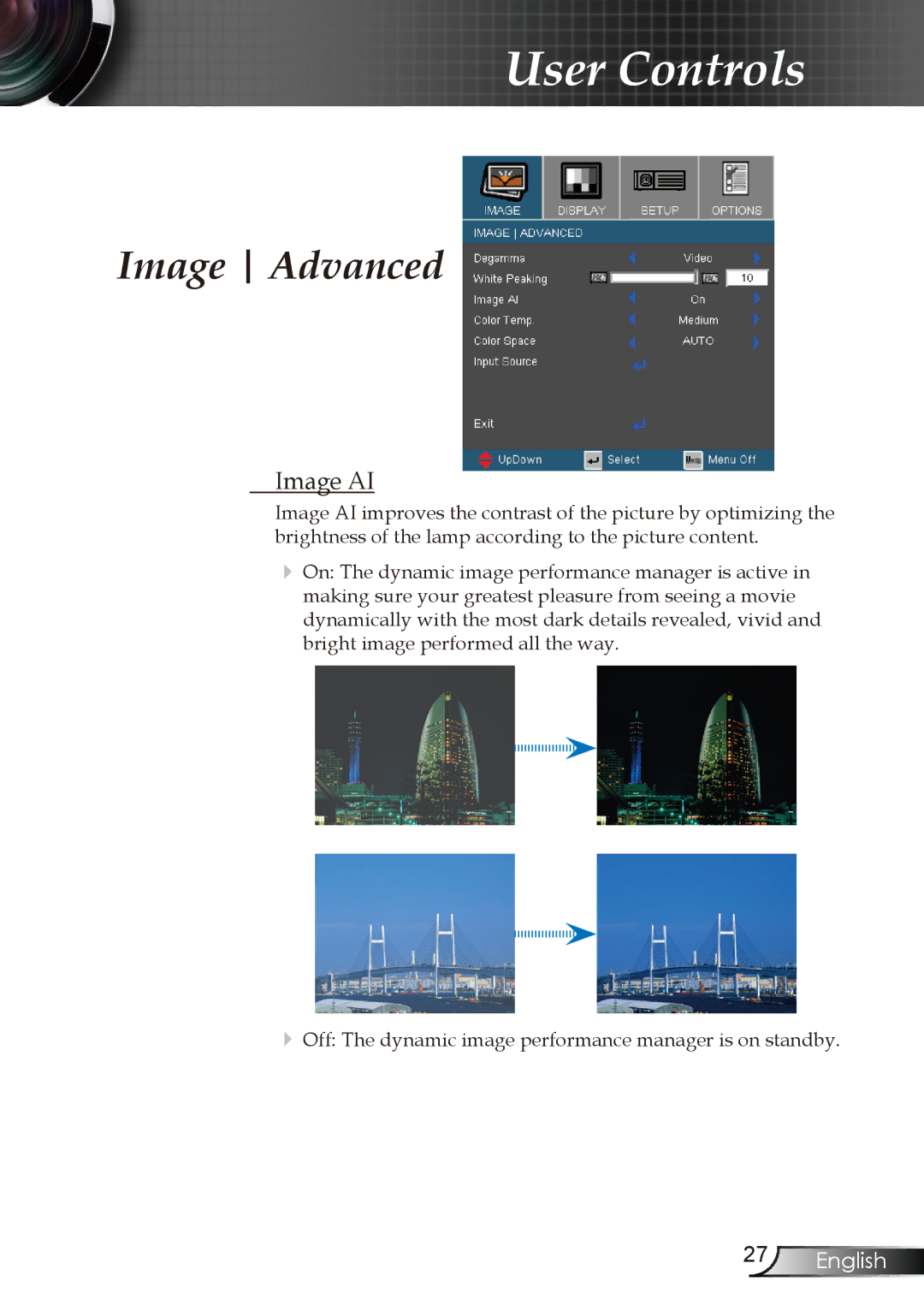 Optoma Technology EW1610 manual Image AI 