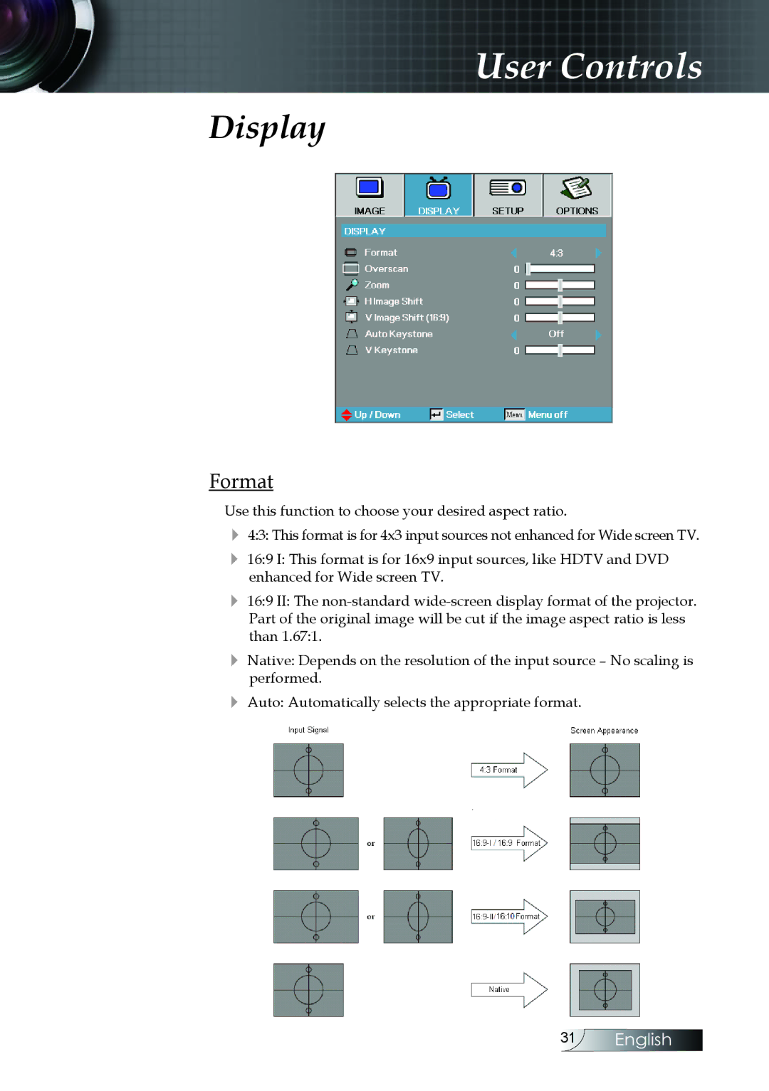 Optoma Technology EX520, EX530, ES522RFBA manual Display, Format 