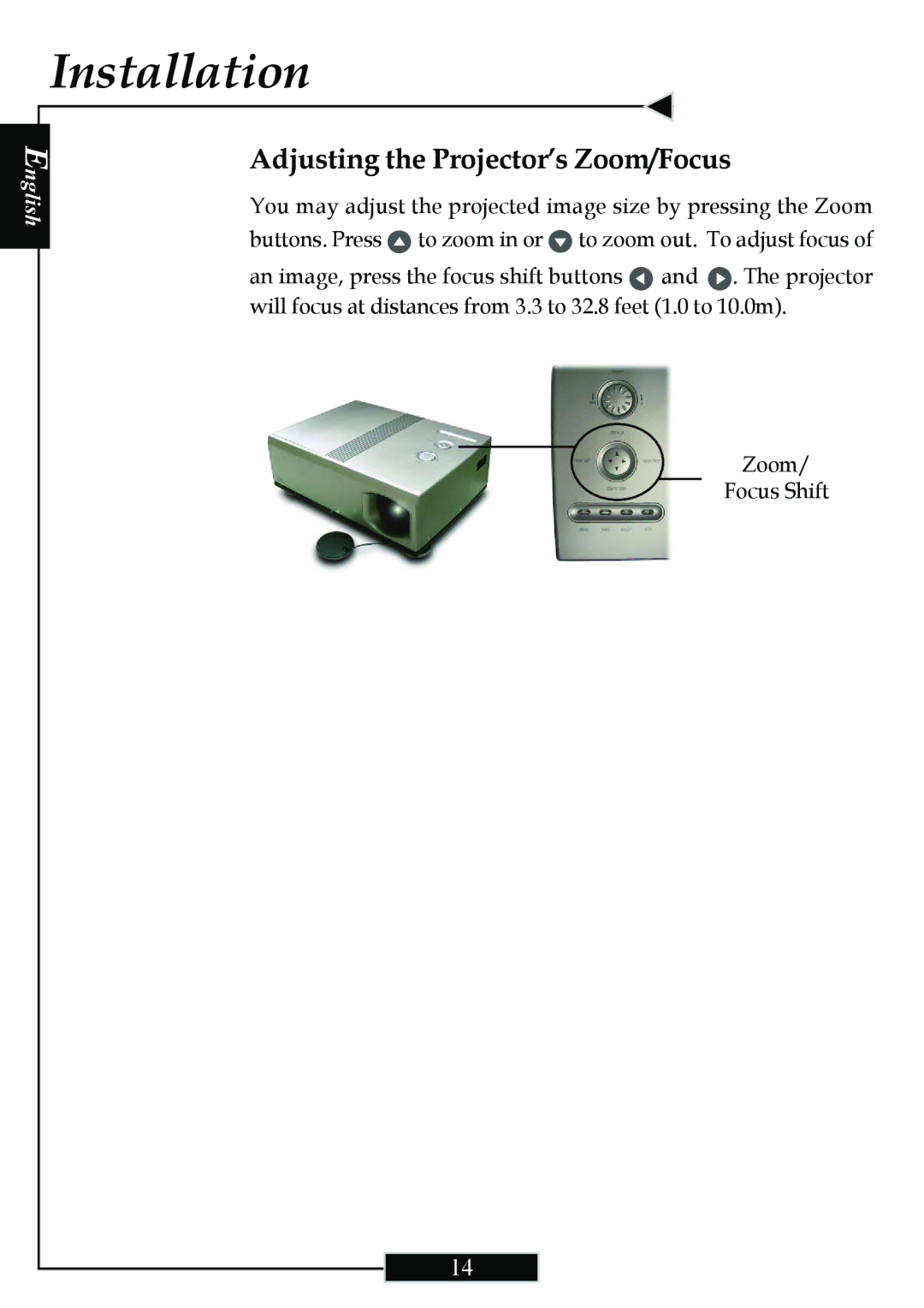 Optoma Technology H77 manual Adjusting the Projector’s Zoom/Focus 