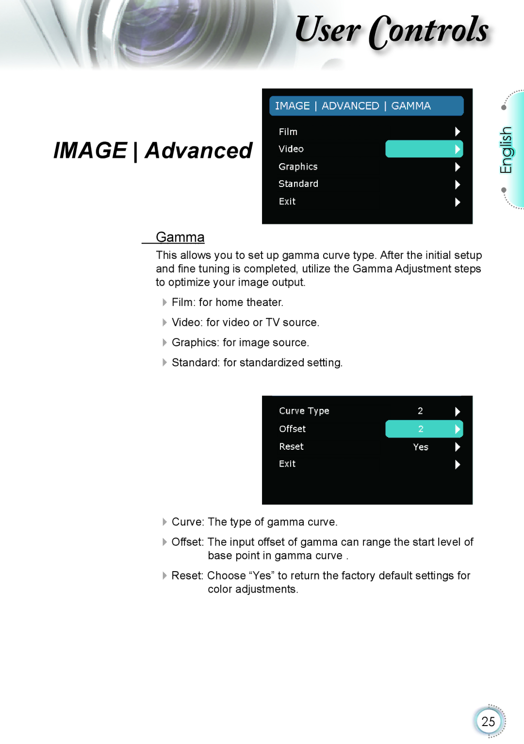 Optoma Technology HD20 manual Gamma 