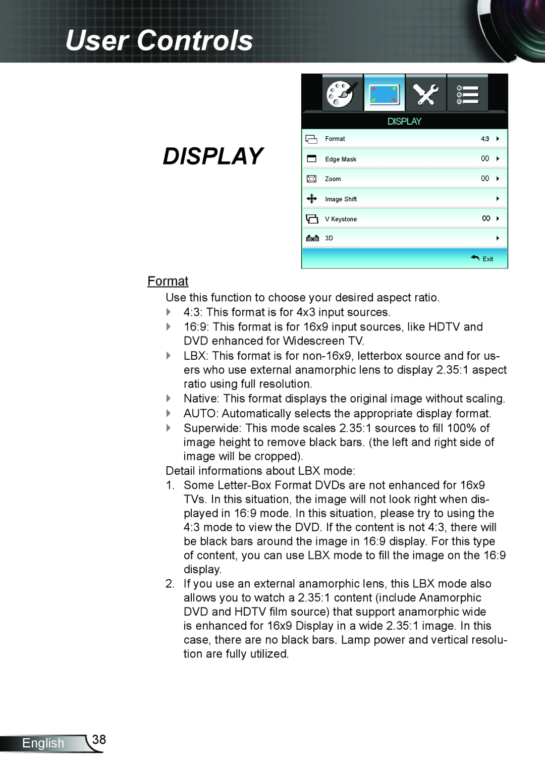 Optoma Technology HD25LV manual Display, Format 